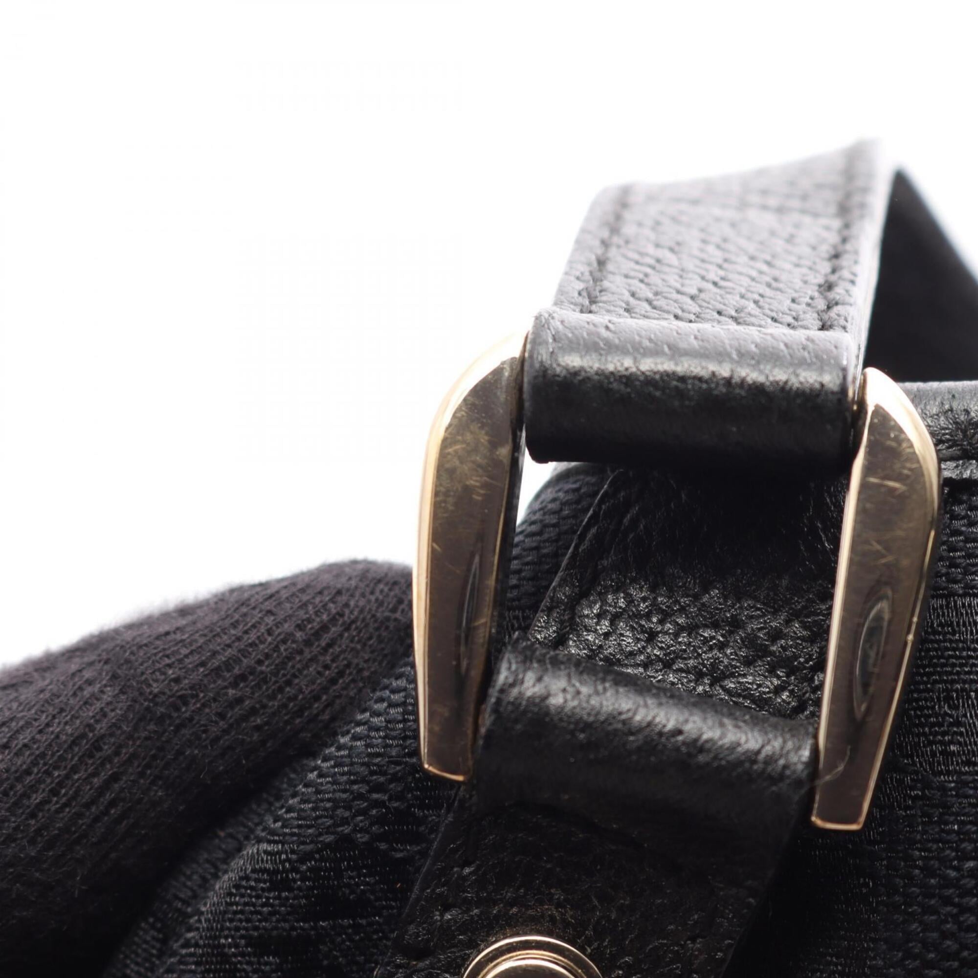 Gucci Black Gg Canvas Leather Handbag Shoulder Bag (Pre-Owned)