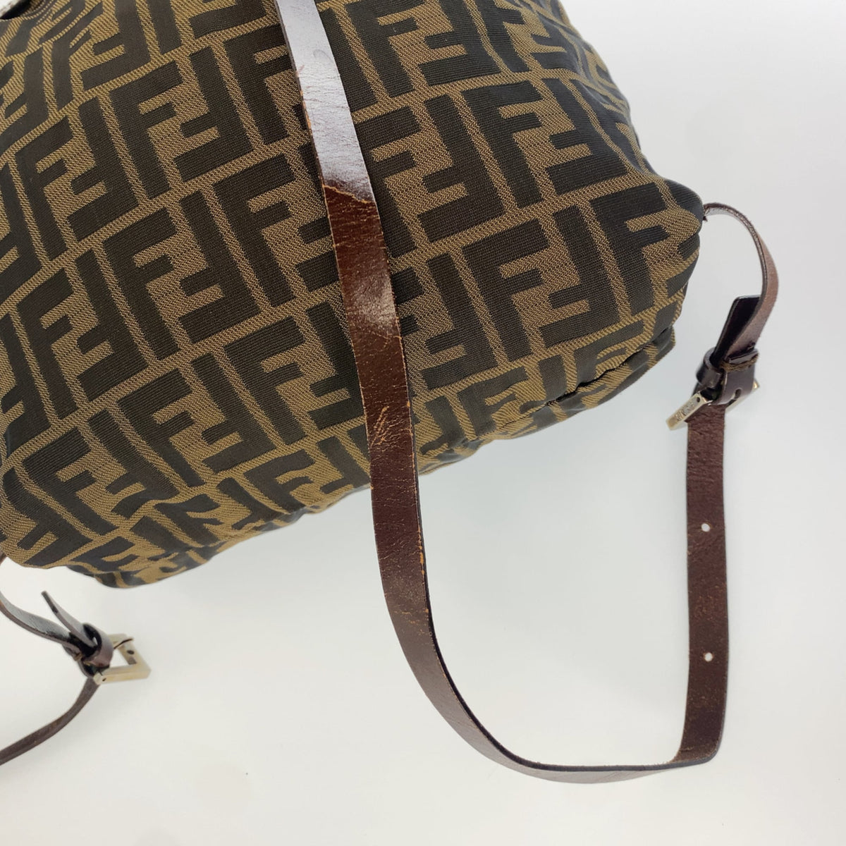 Fendi Black Brown Nylon Leather Backpack (Pre-Owned)