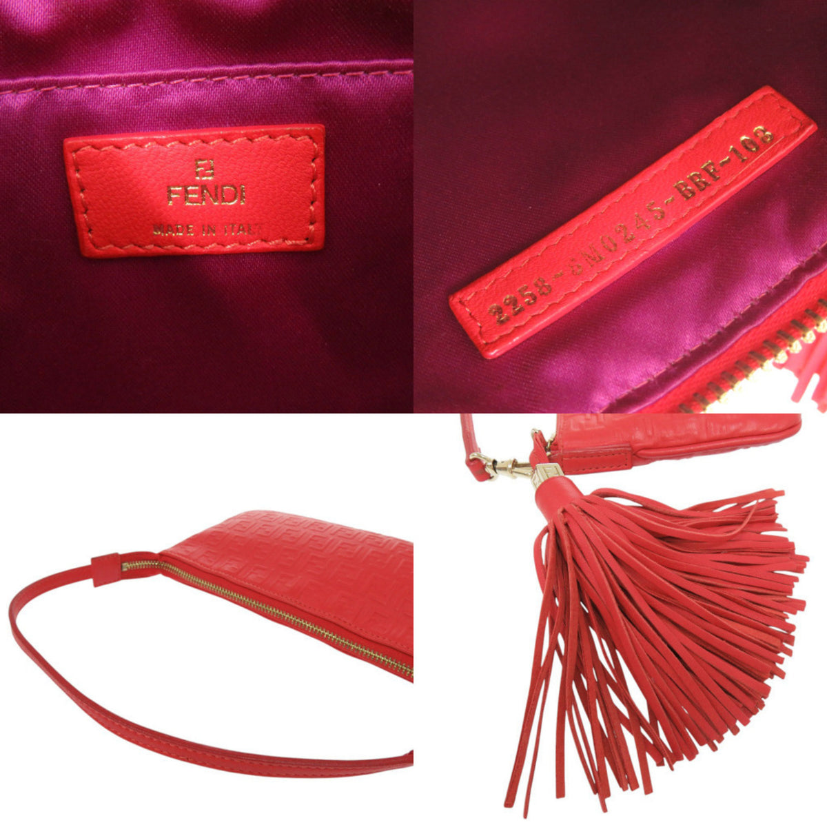 Fendi Red Color Leather Handbag (Pre-Owned)