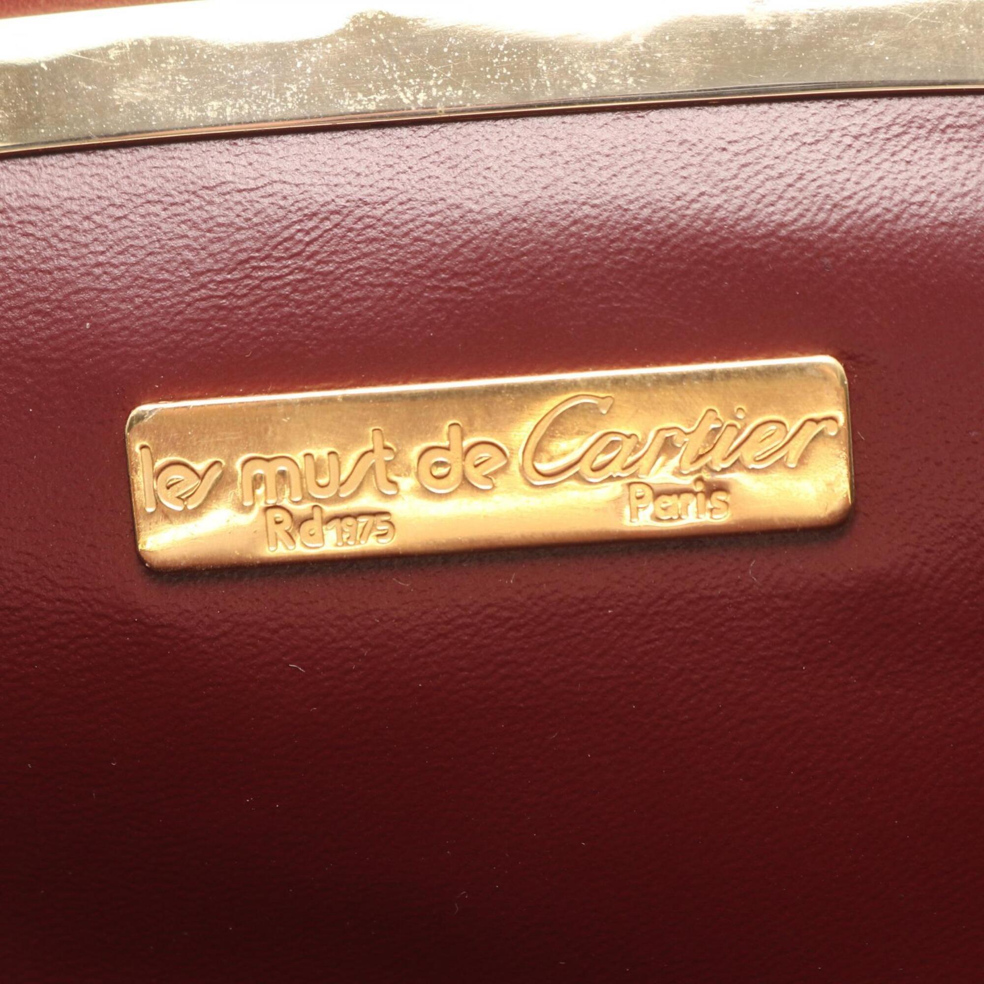 Cartier Bordeaux Leather Handbag Shoulder Bag (Pre-Owned)