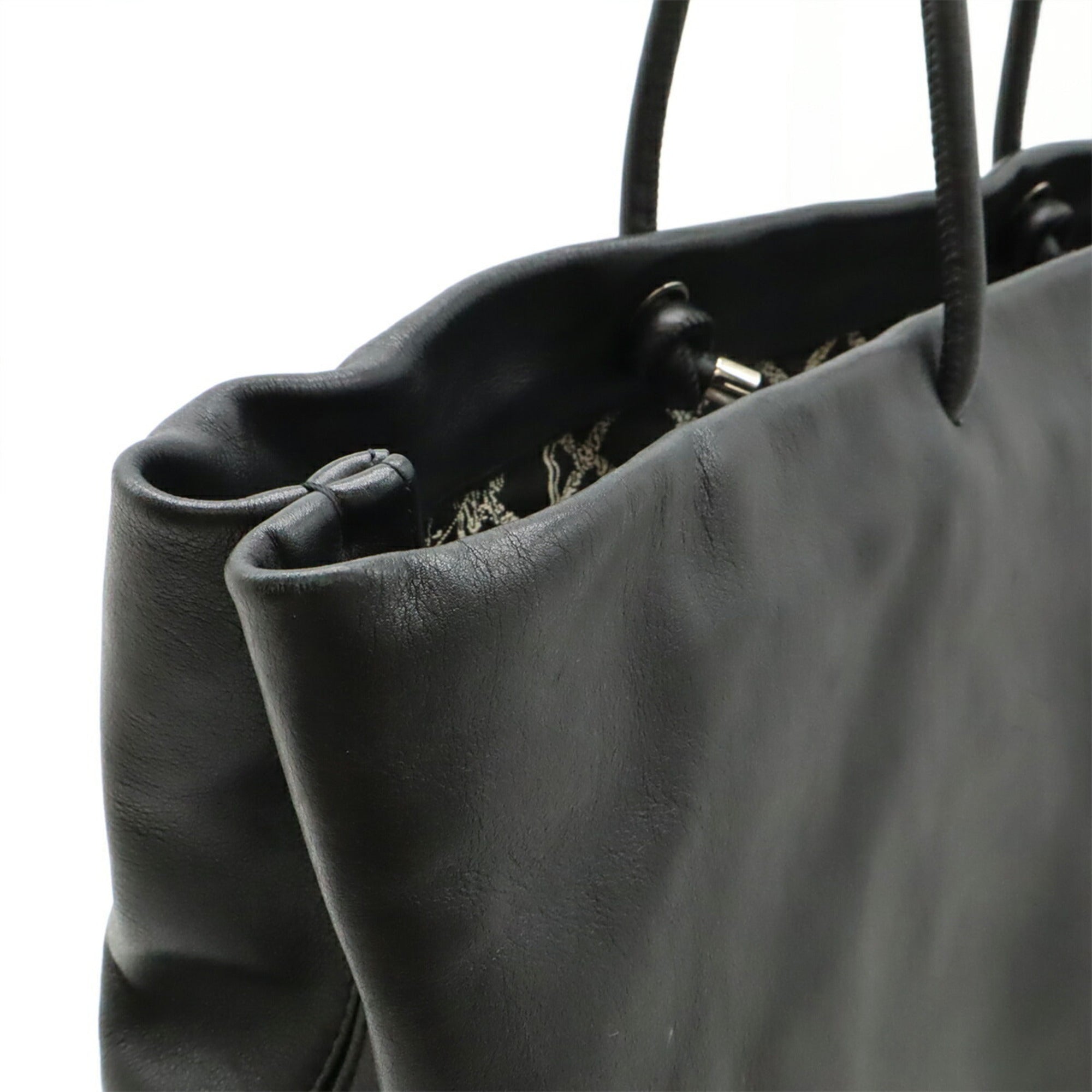 Chanel Black White Leather Shoulder Bag Tote Bag (Pre-Owned)