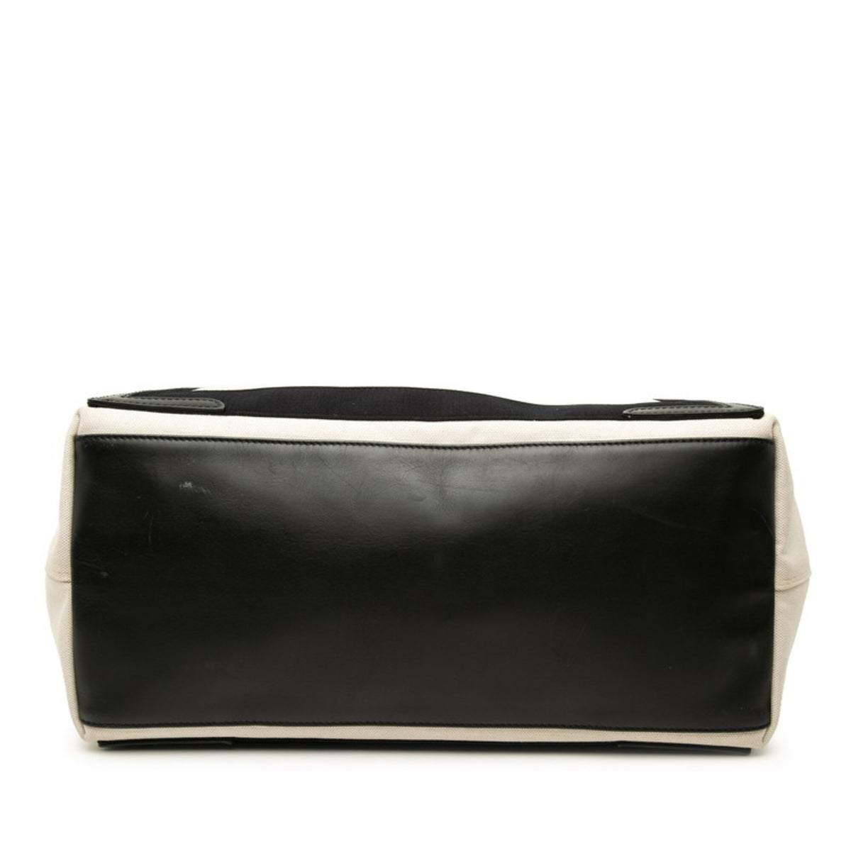 Balenciaga Black Ivory Canvas Leather Handbag Tote Bag (Pre-Owned)