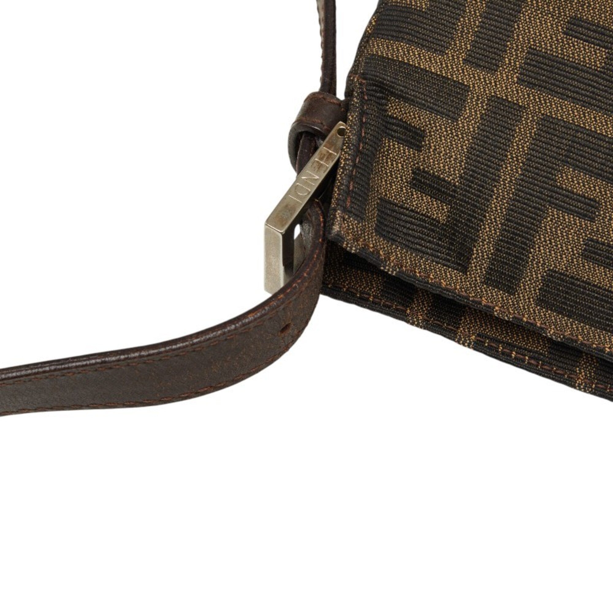 Fendi Brown Canvas Leather Shoulder Bag (Pre-Owned)