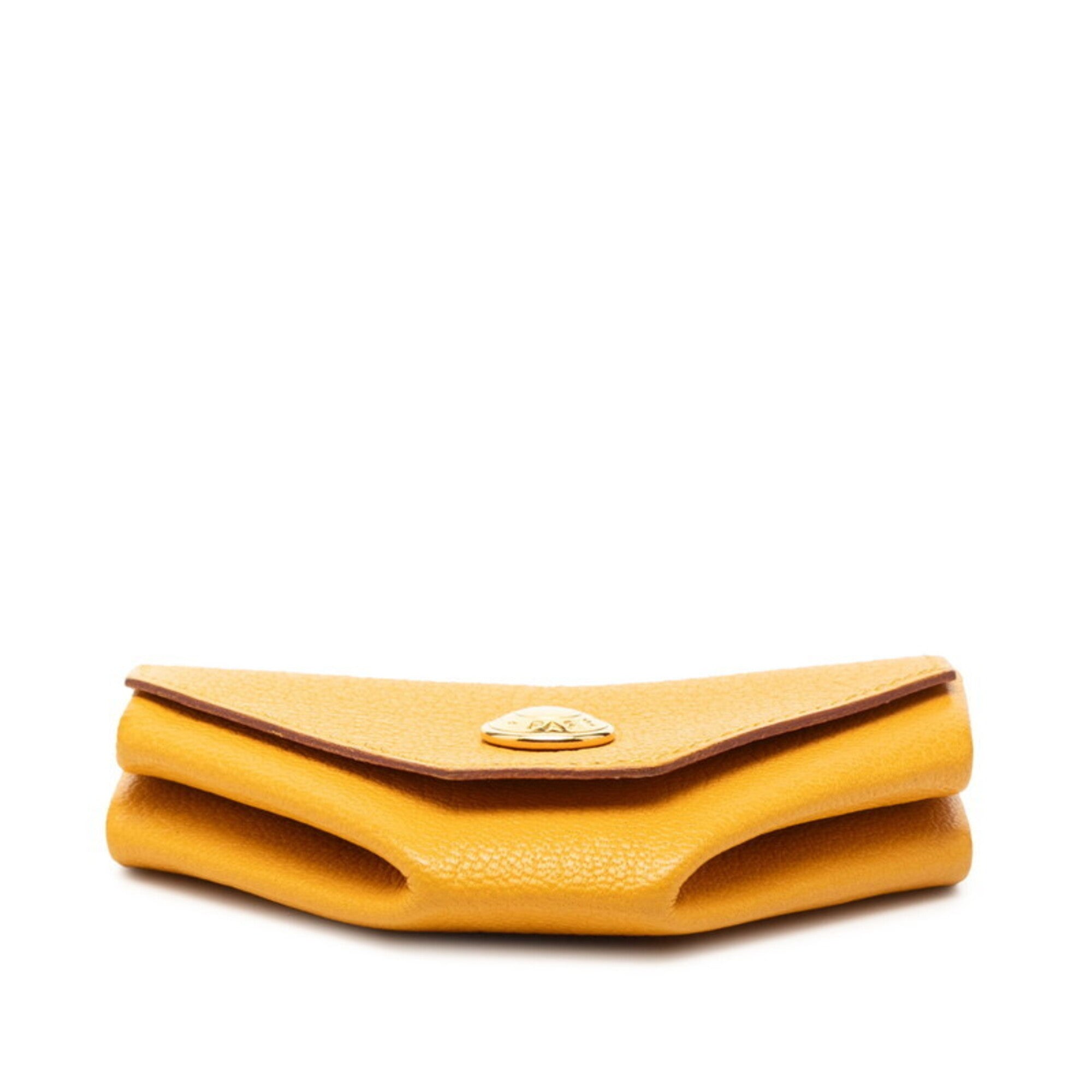 Hermes Gold Yellow Chevre Leather Coin Purse/Coin Case (Pre-Owned)