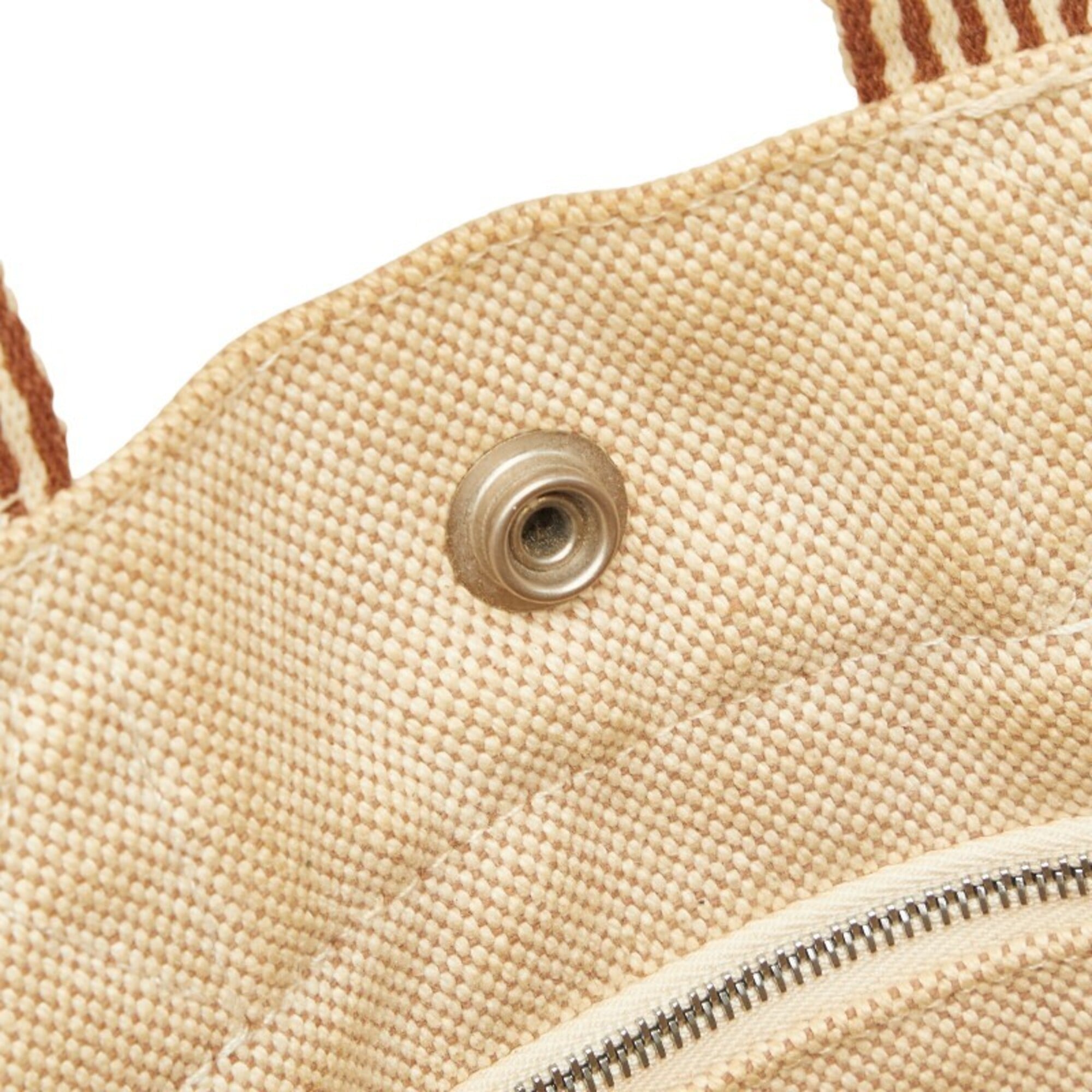 Hermes Beige Brown Canvas Tote Bag (Pre-Owned)