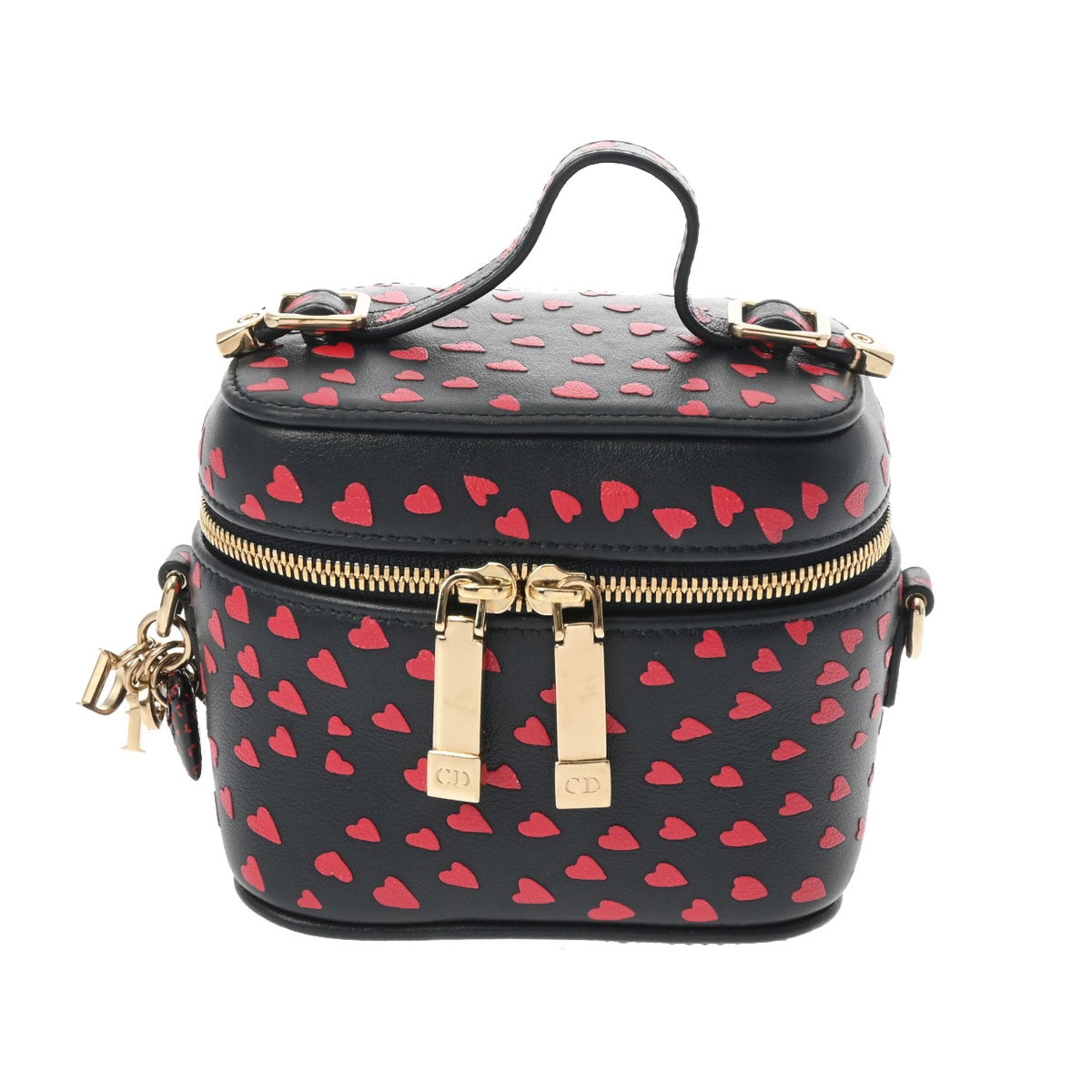 Christian Dior Lady Dior Navy Red Color Leather Handbag (Pre-Owned)