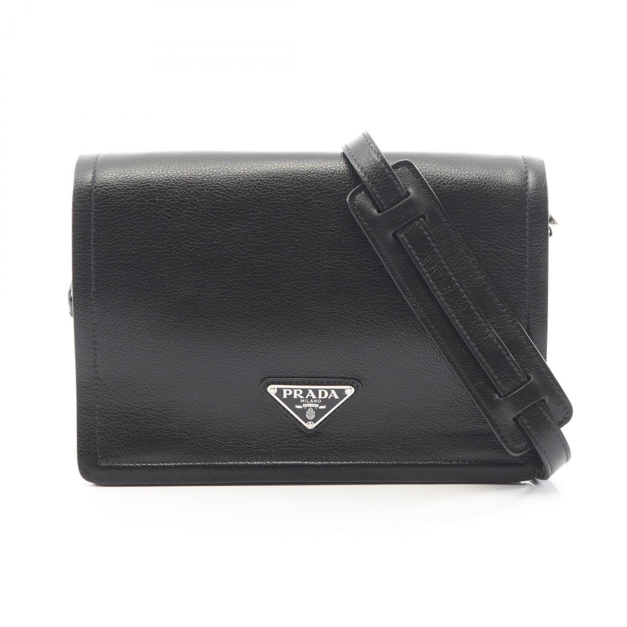 Prada Black Leather Handbag Shoulder Bag (Pre-Owned)
