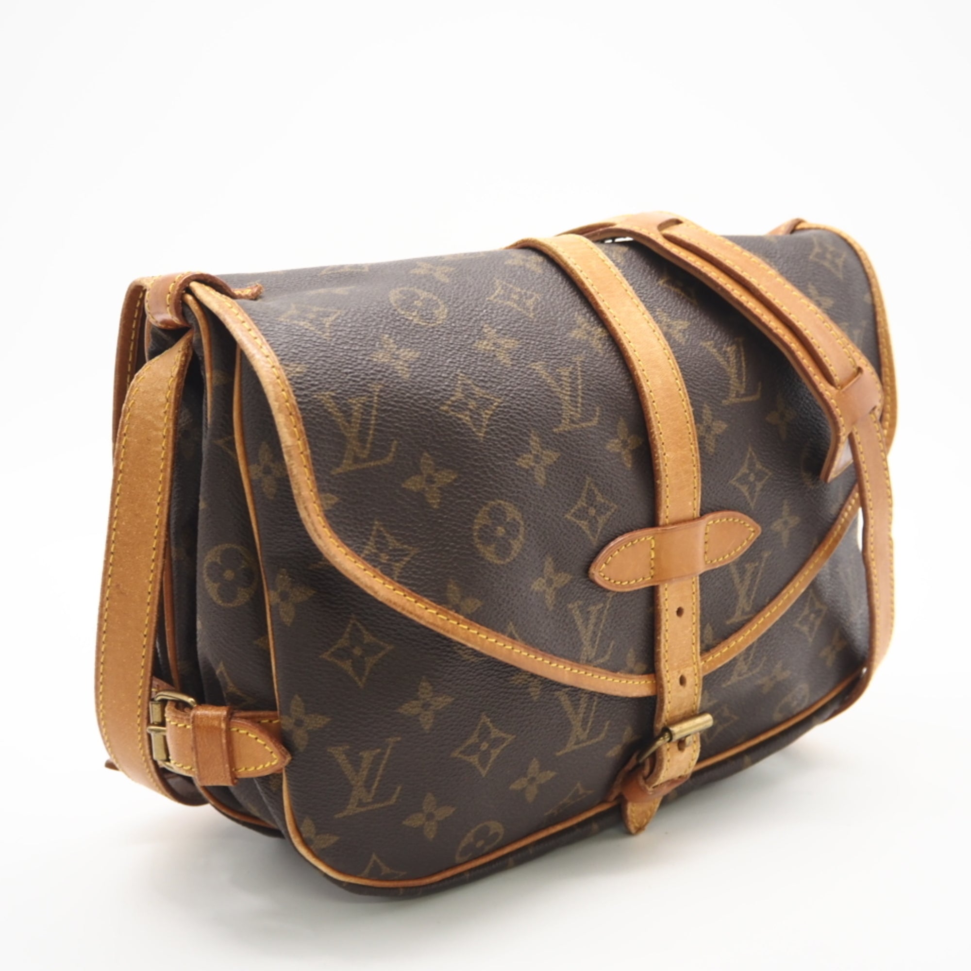 Louis Vuitton Monogram Brown Coated Canvas Leather Shoulder Bag (Pre-Owned)