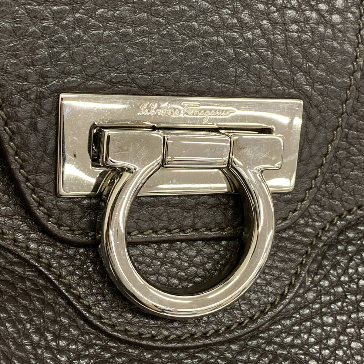 Salvatore Ferragamo Dark Brown Leather Handbag (Pre-Owned)