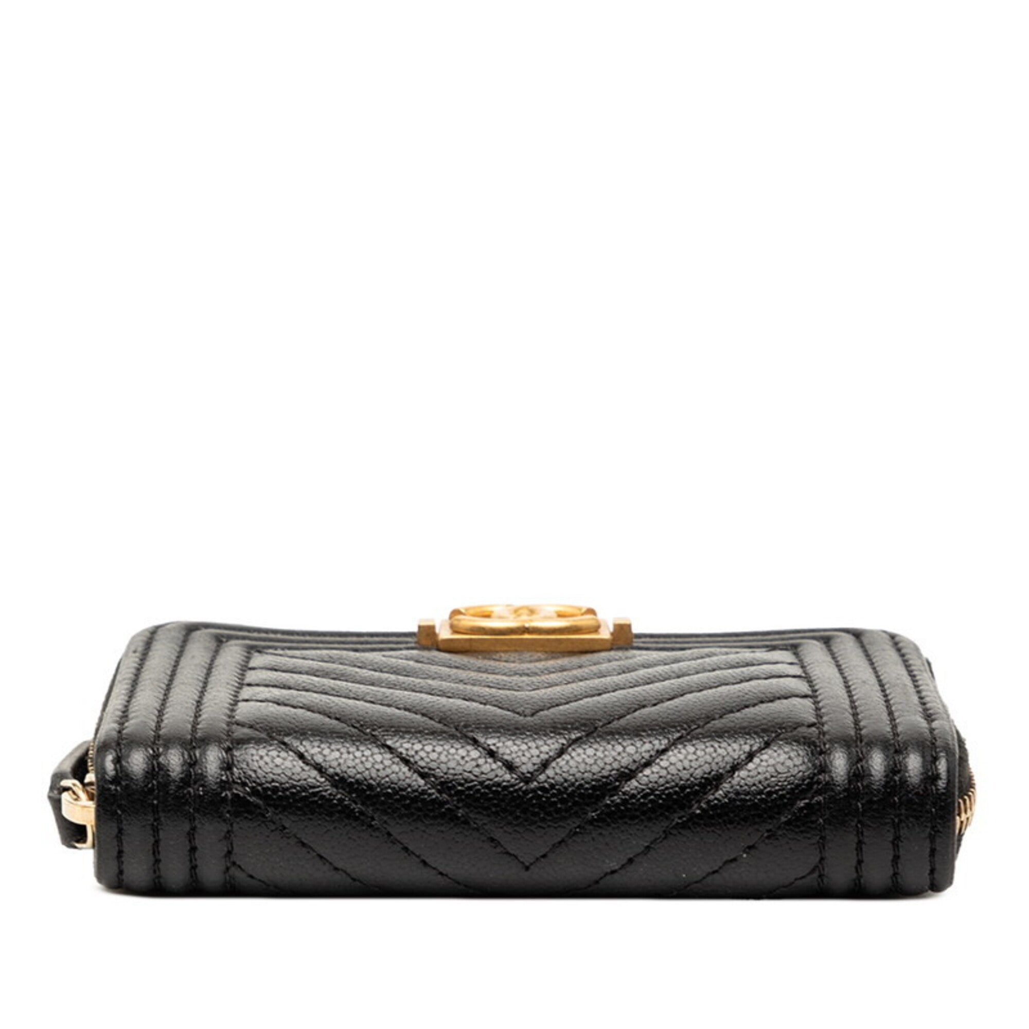Chanel Boy Chanel Black Leather Coin Purse/Coin Case (Pre-Owned)
