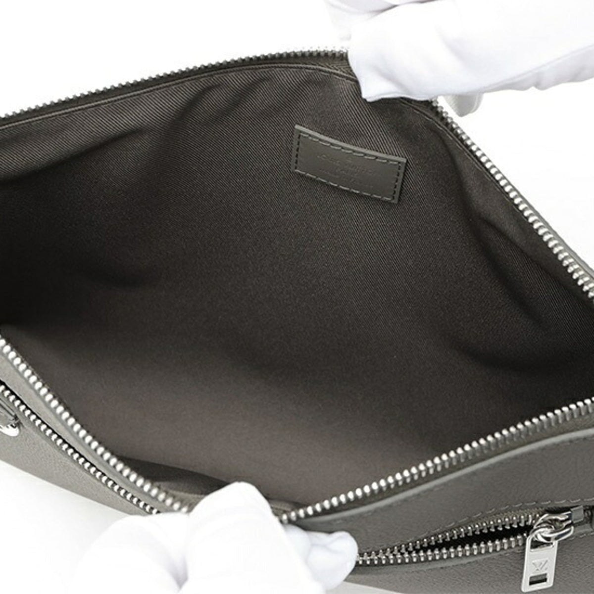 Louis Vuitton Khaki Leather Clutch Bag Pouch (Pre-Owned)