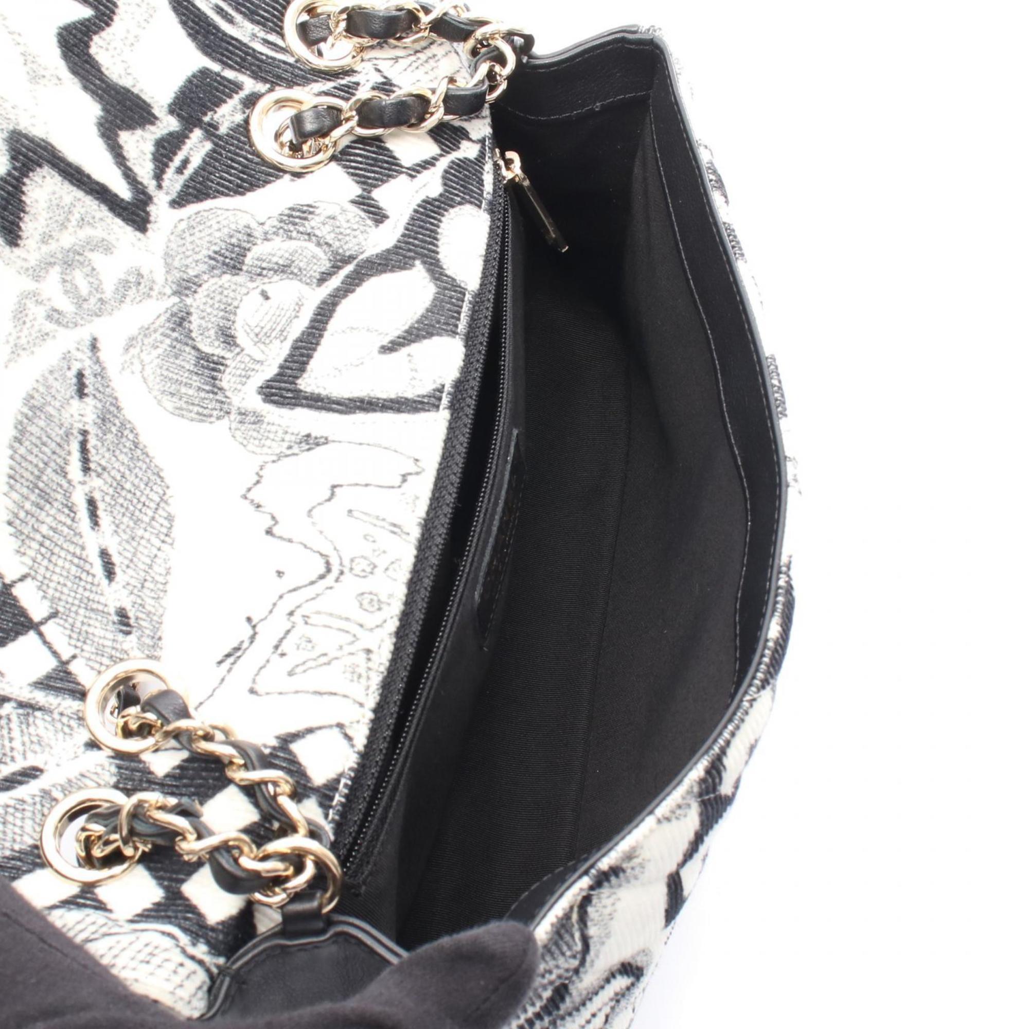 Chanel Black White Leather Cord Shoulder Bag (Pre-Owned)