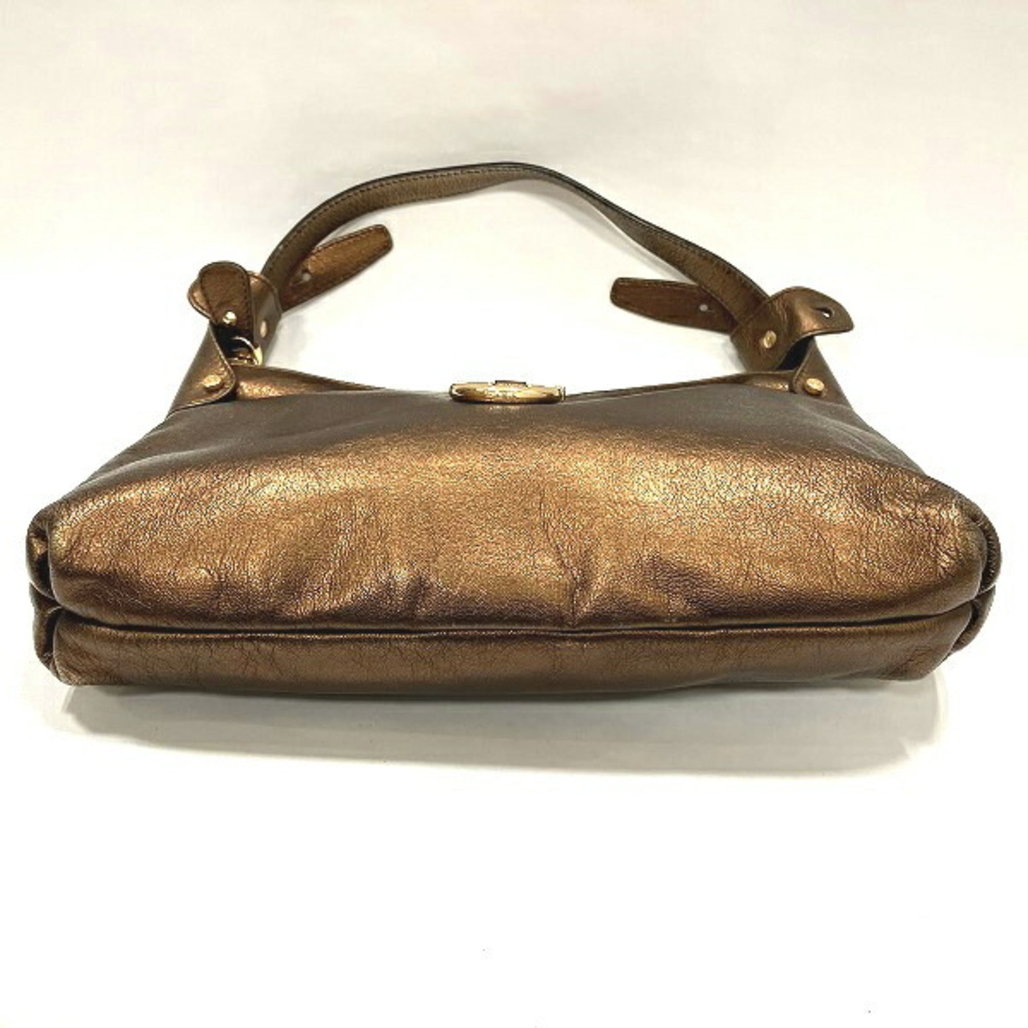 Salvatore Ferragamo Bronze Leather Shoulder Bag (Pre-Owned)