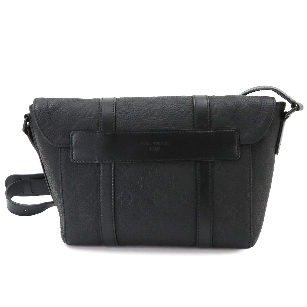Louis Vuitton Black Leather Handbag Messenger Bag Shoulder Bag (Pre-Owned)