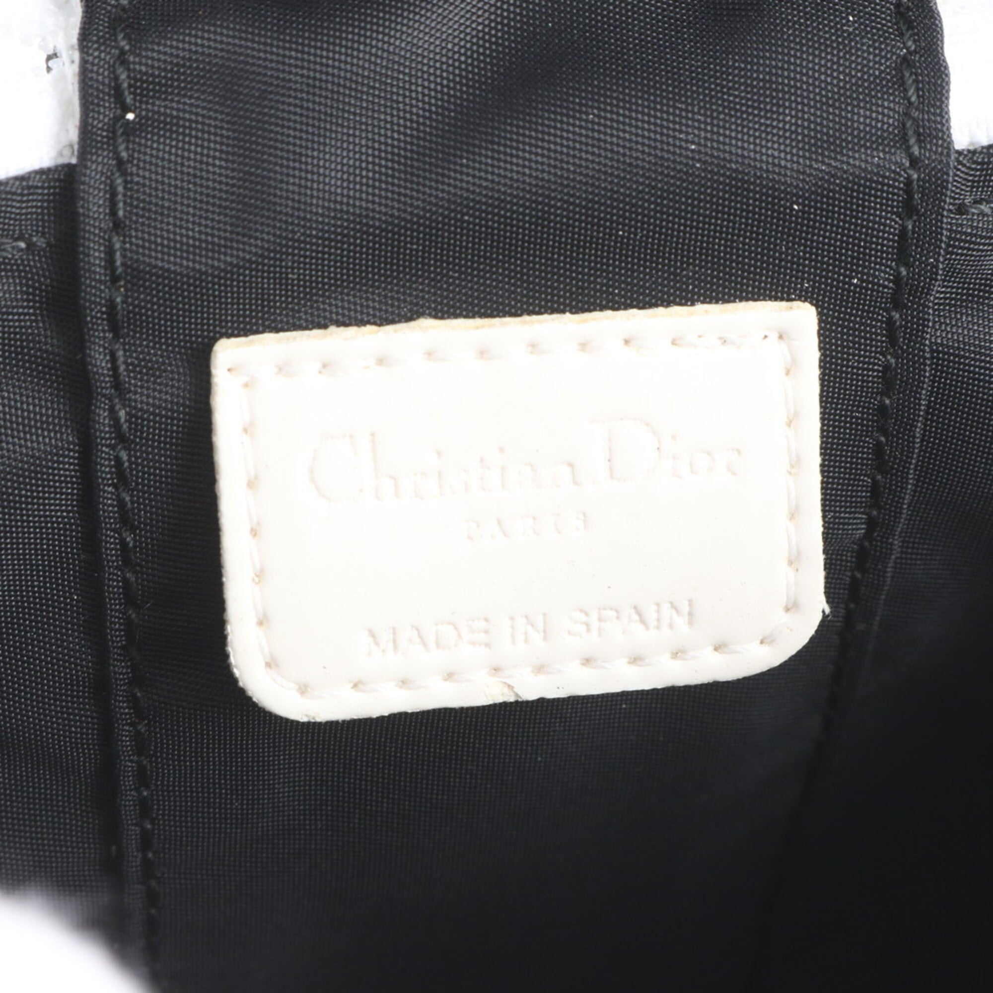 Christian Dior Gray White Leather Coated Canvas Handbag Tote Bag (Pre-Owned)