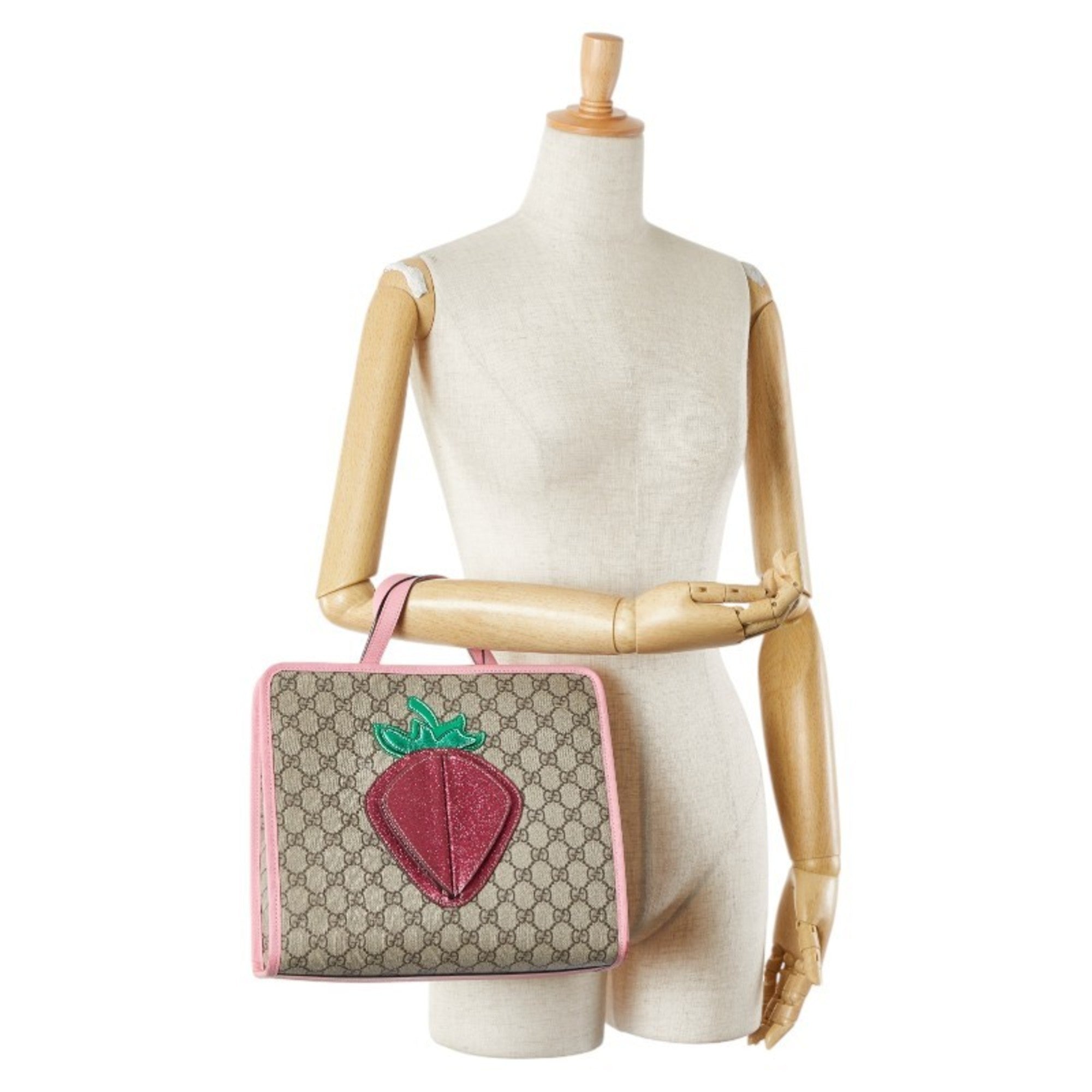 Gucci Beige Multi-Color Pink Pvc Leather Handbag Tote Bag (Pre-Owned)
