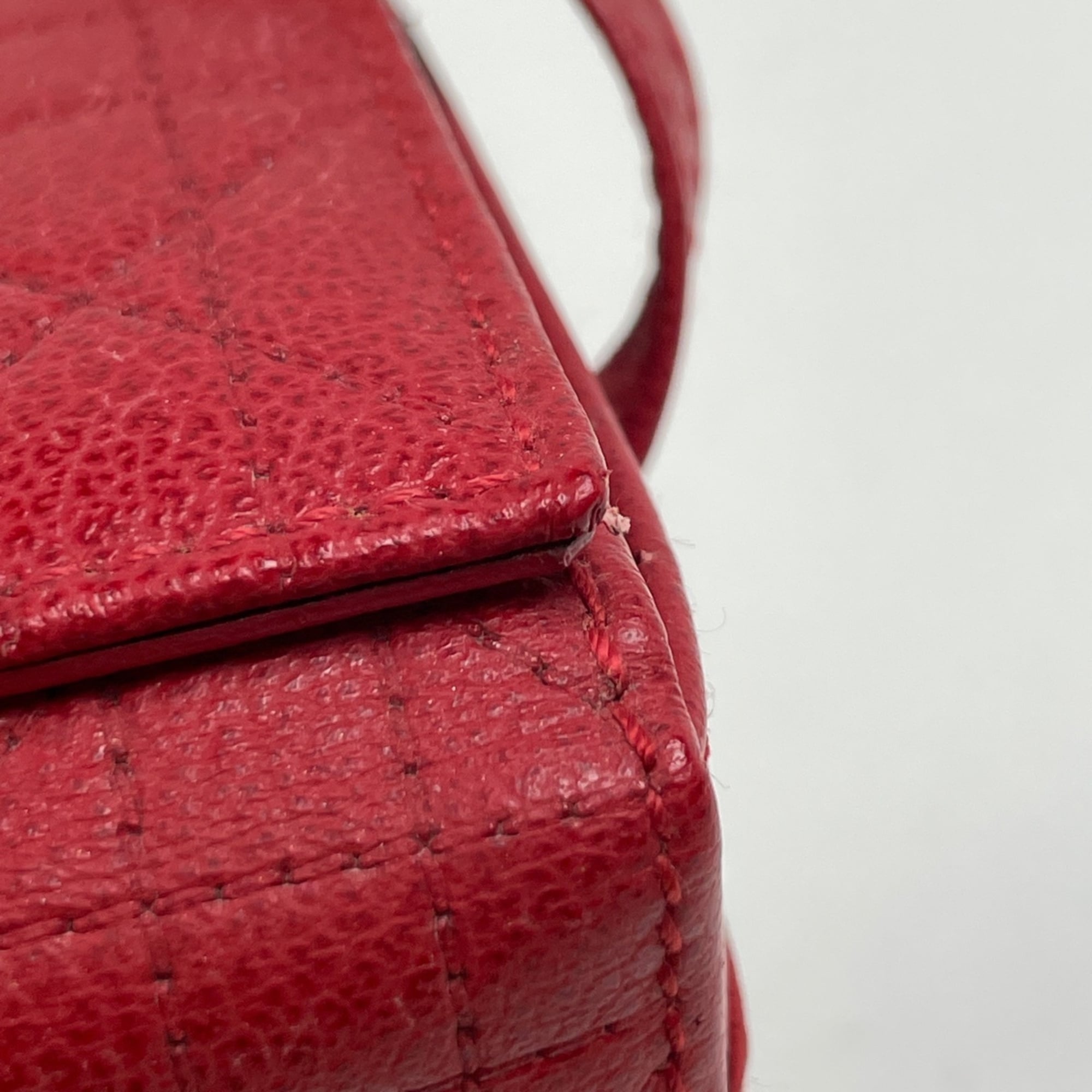 Christian Dior Red Color Leather Handbag Vanity Bag (Pre-Owned)