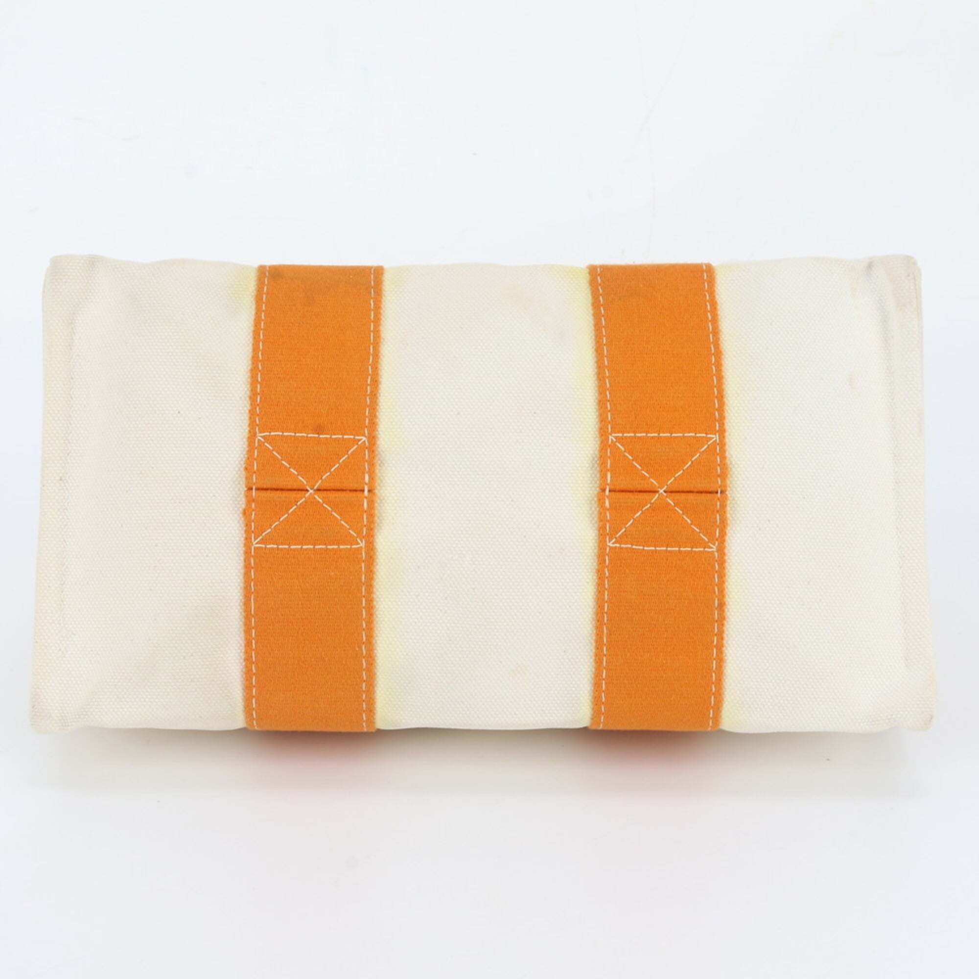 Hermes Beige Orange Cotton Handbag Shoulder Bag Tote Bag (Pre-Owned)