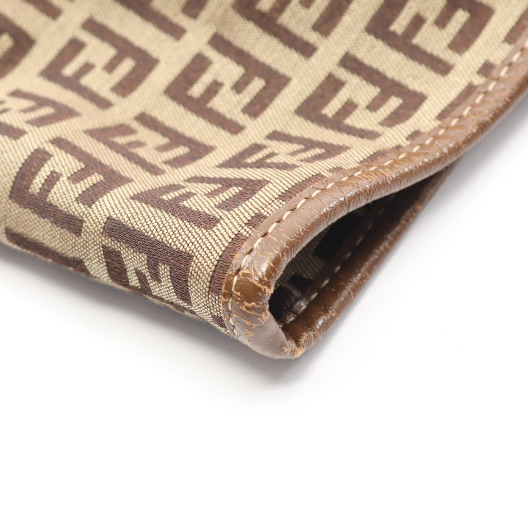 Fendi Beige Brown Canvas Leather Tote Bag (Pre-Owned)
