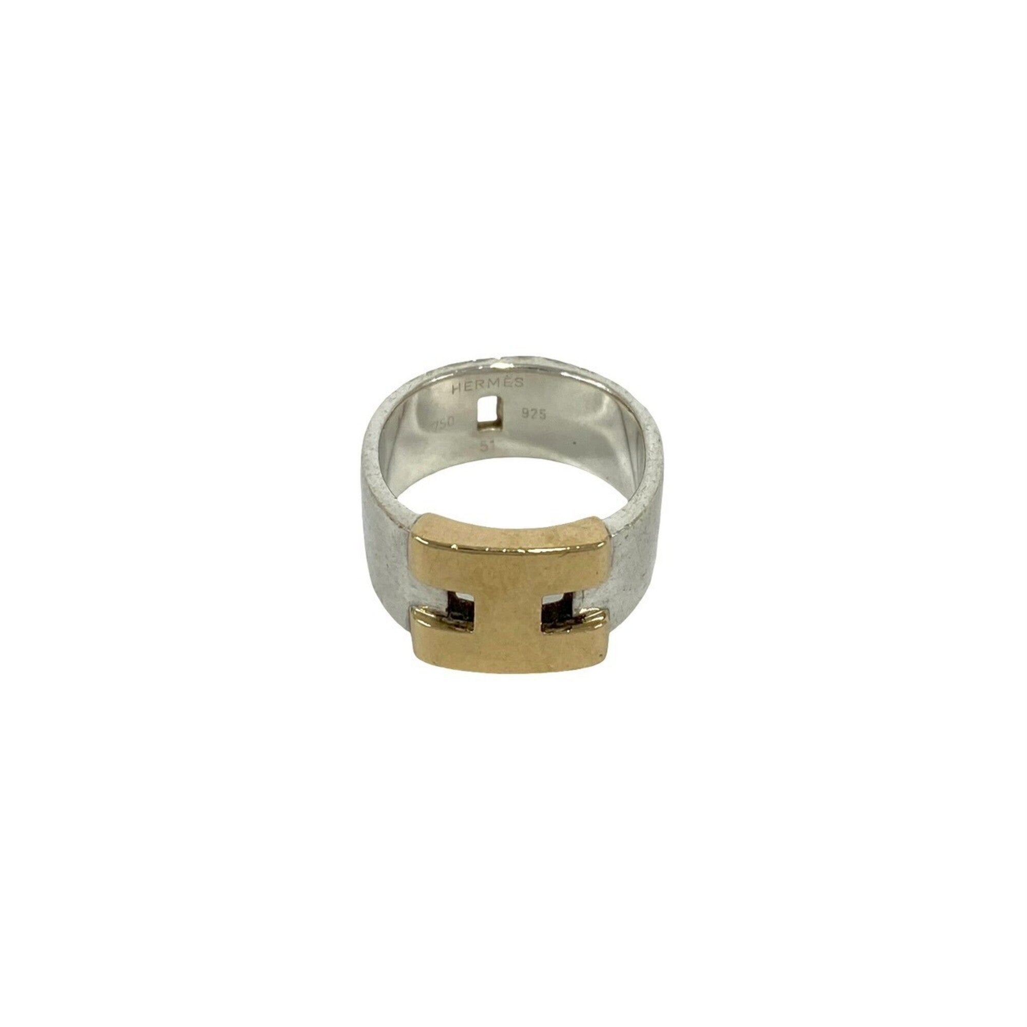 Hermes Gold Silver Yellow Gold (18K) Silver 925 Band Ring (Pre-Owned)