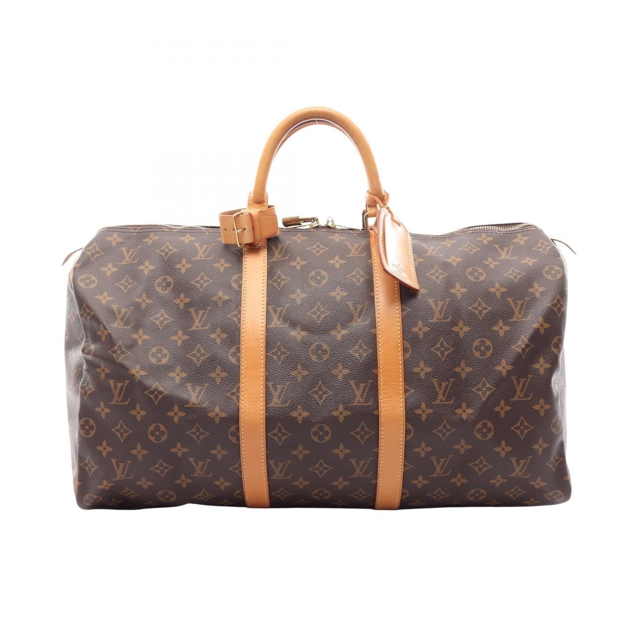 Louis Vuitton Brown Coated Canvas Pvc Monogram Leather Boston Bag Handbag (Pre-Owned)