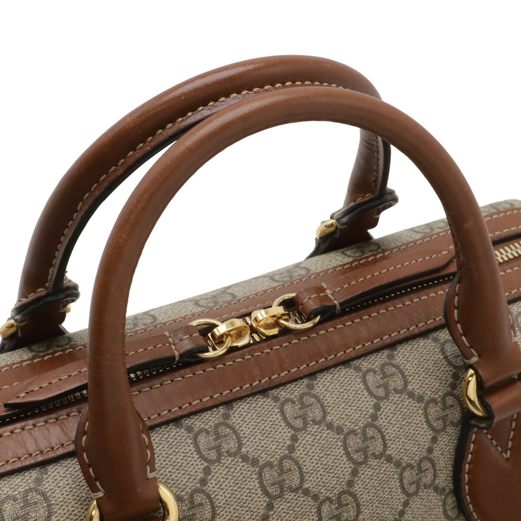 Gucci Beige Brown Gg Supreme Canvas Pvc Coated Canvas Leather Handbag Shoulder Bag (Pre-Owned)