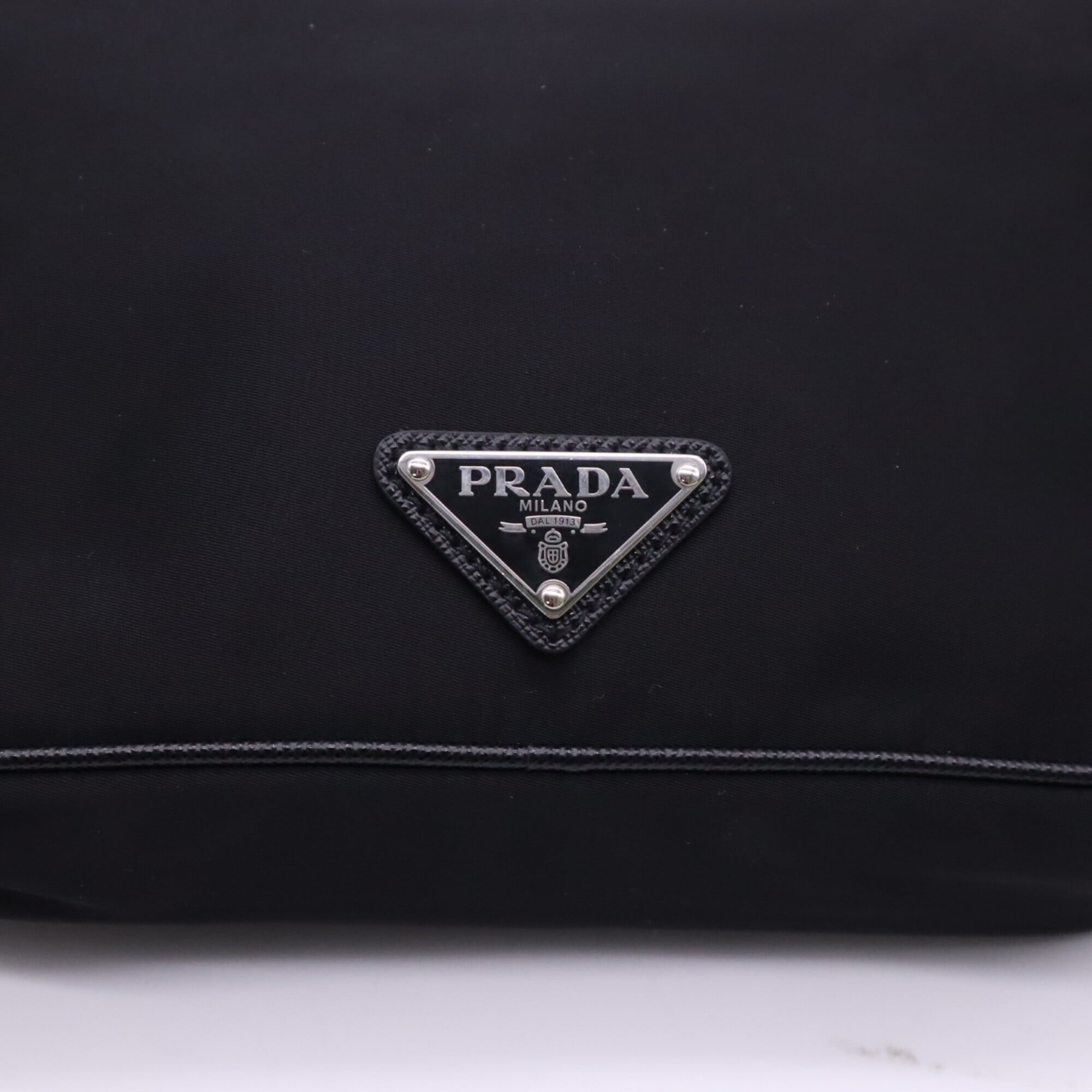 Prada Saffiano Black Nylon Shoulder Bag (Pre-Owned)
