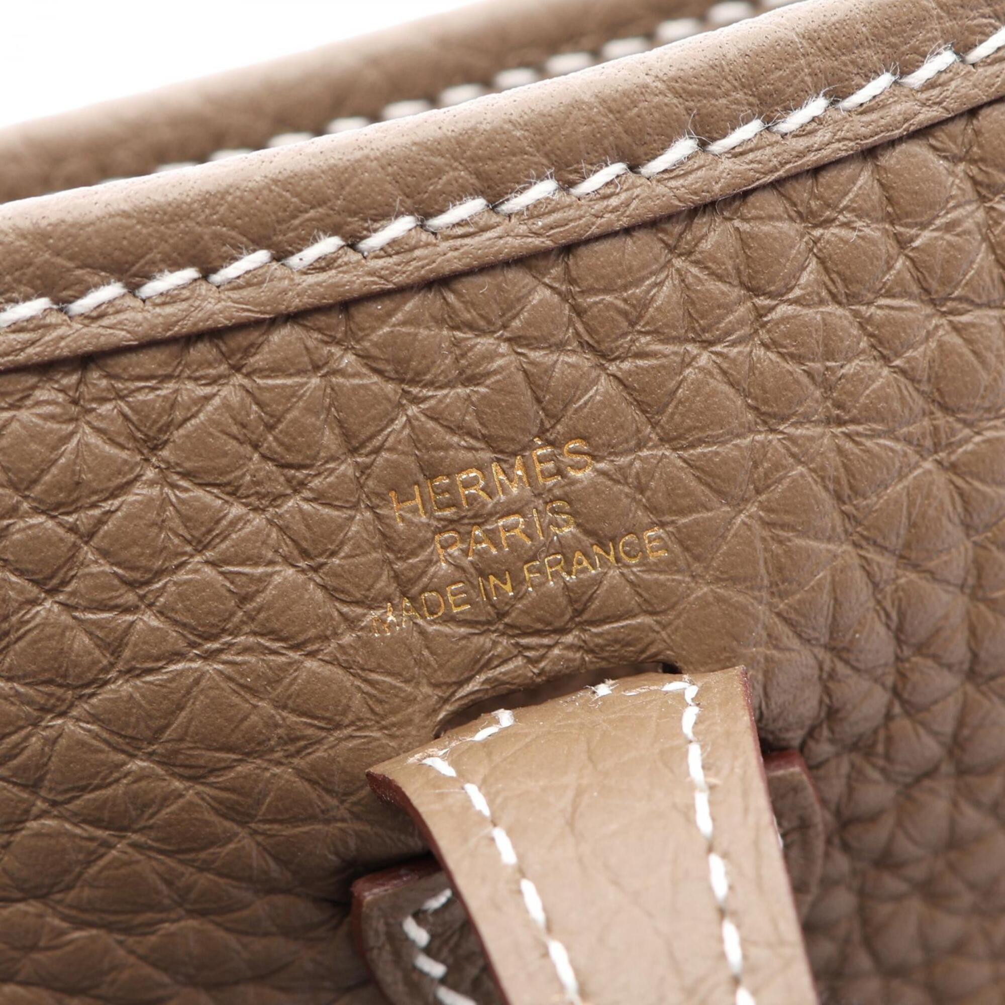Hermes Etoupe Gray Taurillon Clemence Leather Handbag Shoulder Bag (Pre-Owned)