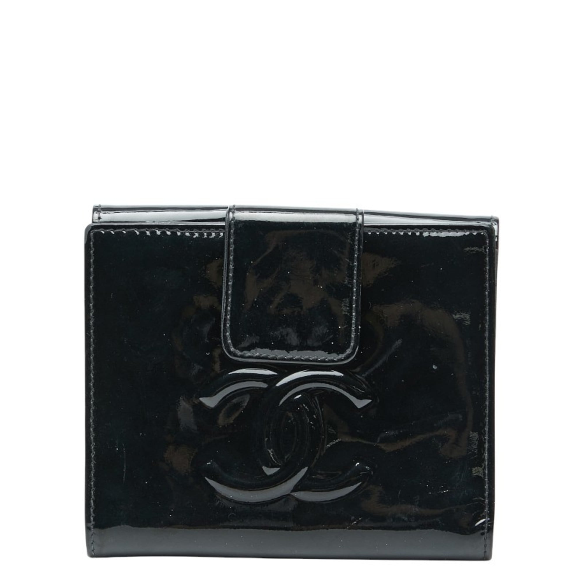 Chanel Black Multi-Color Patent Leather Wallet (Bi-Fold) (Pre-Owned)