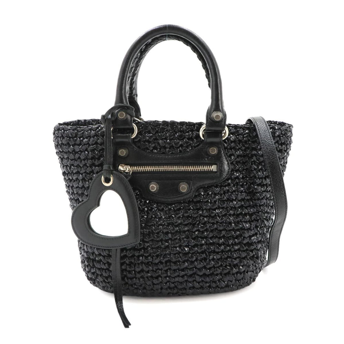 Balenciaga Black Polypropylene Leather Basket Handbag (Pre-Owned)