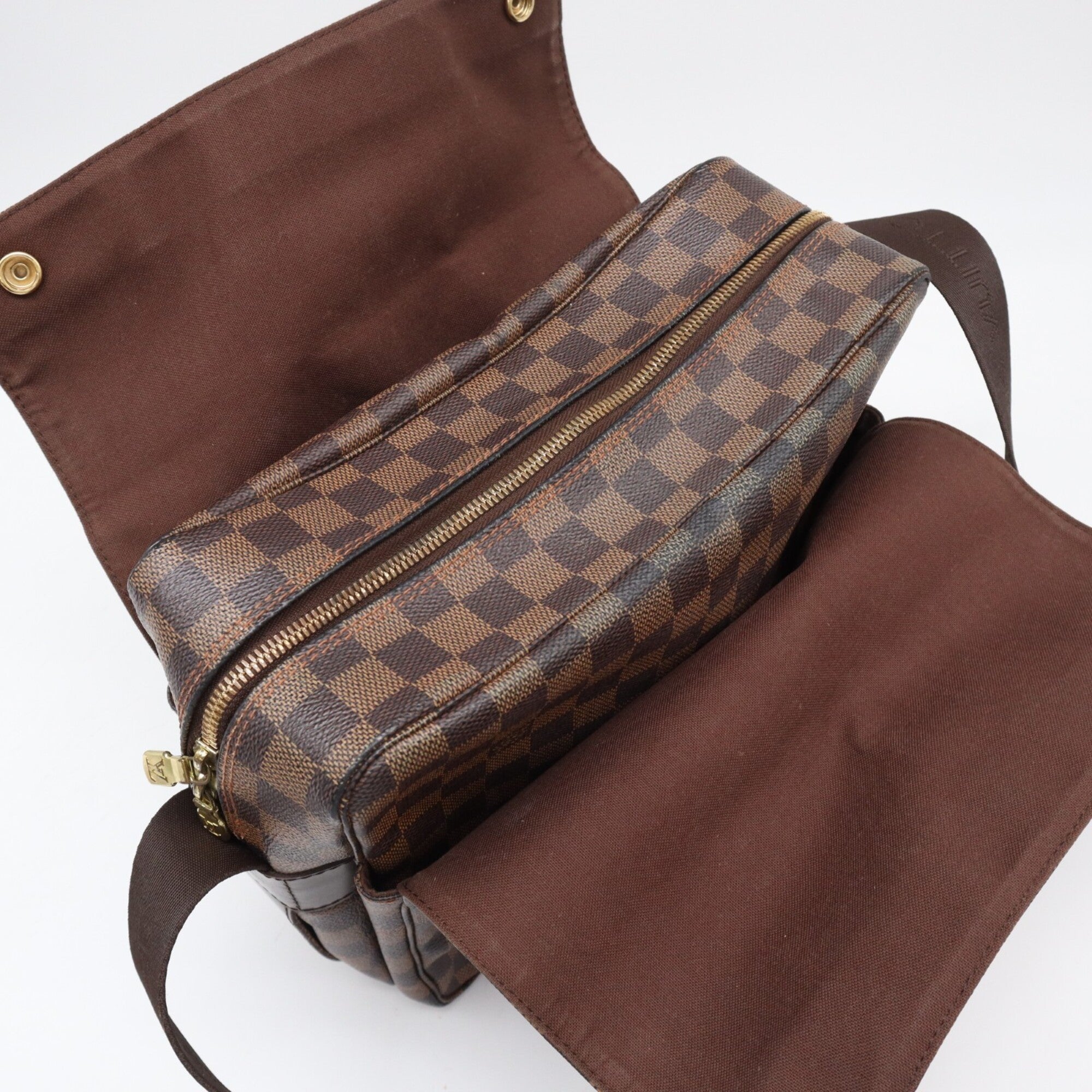 Louis Vuitton Beige Brown Damier Canvas Coated Canvas Leather Shoulder Bag (Pre-Owned)