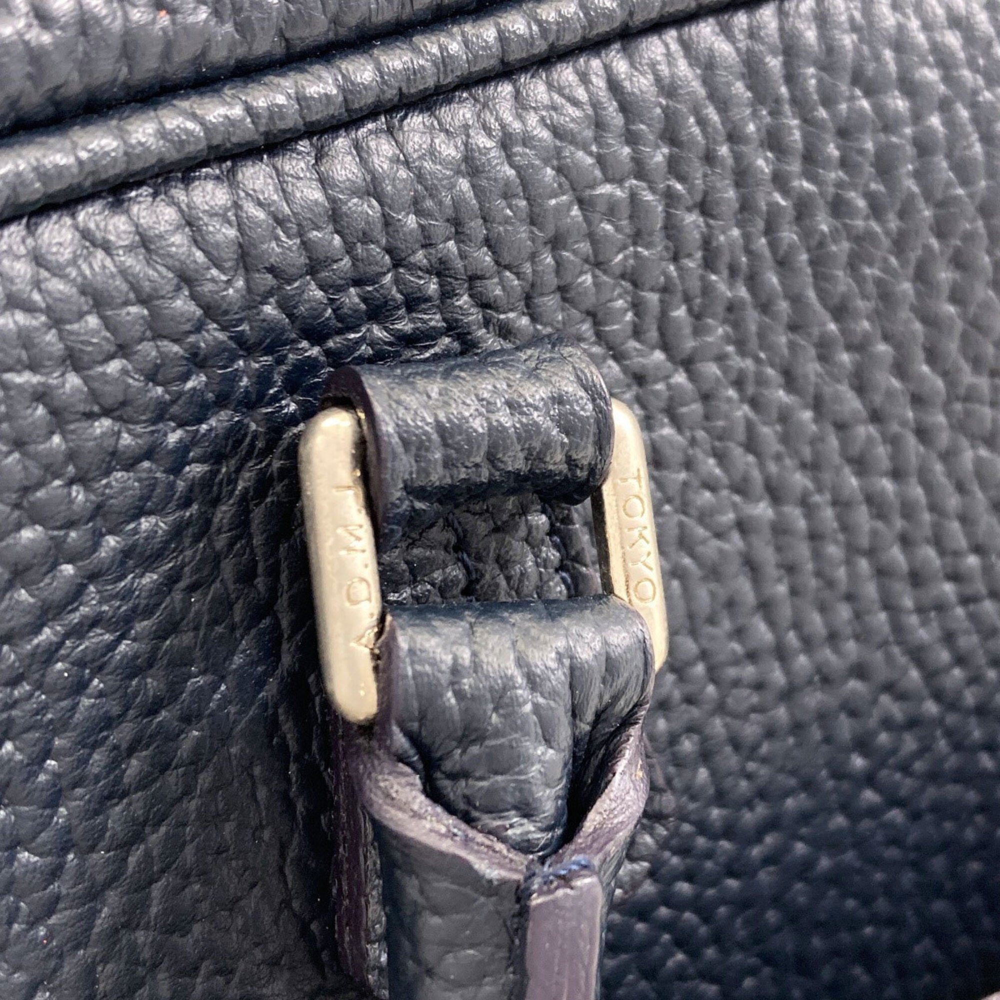 A.D.M.J Navy Leather Handbag (Pre-Owned)