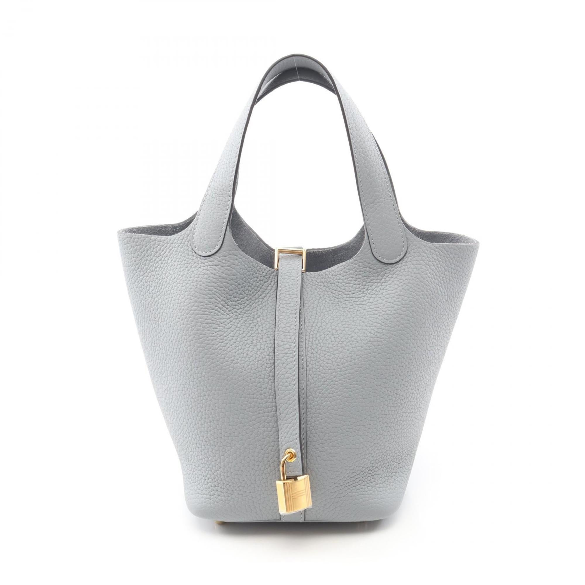 Hermes Picotin Gray Taurillon Clemence Leather Handbag (Pre-Owned)