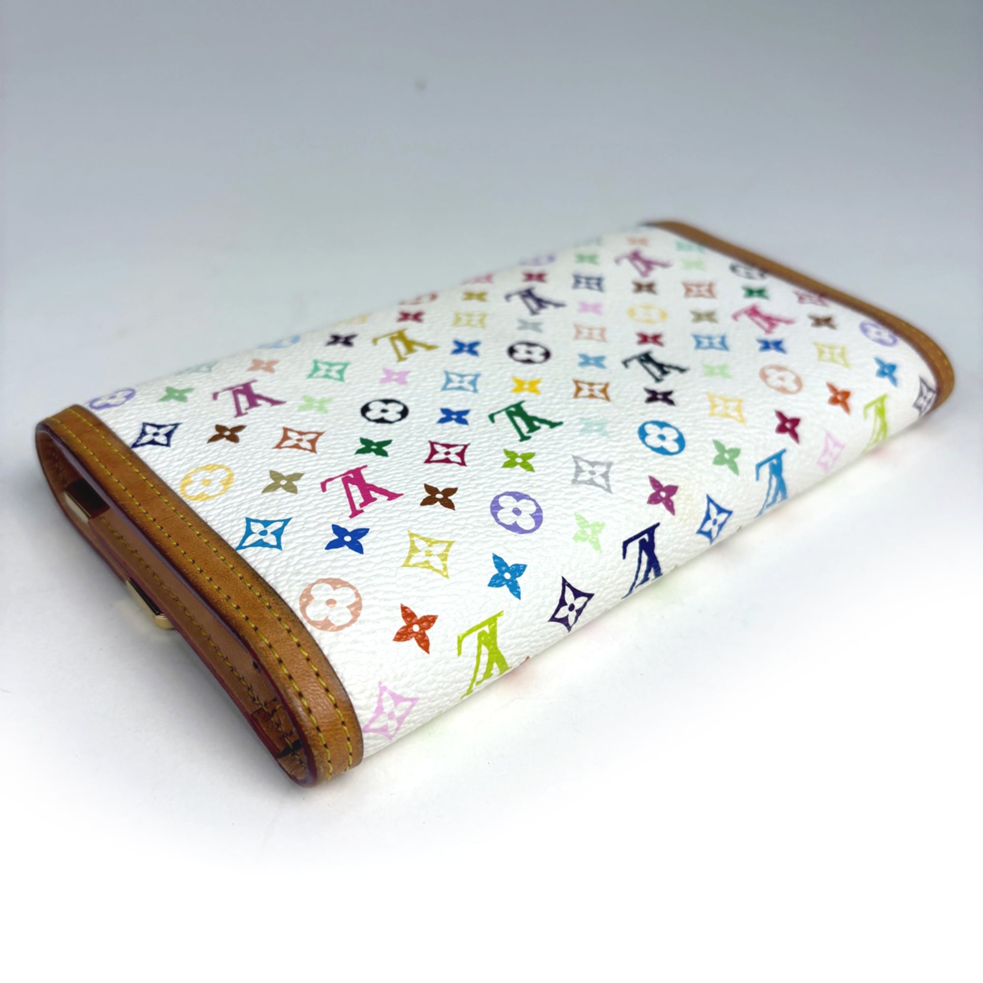Louis Vuitton Blanc Multi-Color White Monogram Multicolore Long Wallet (Tri-Fold) (Pre-Owned)