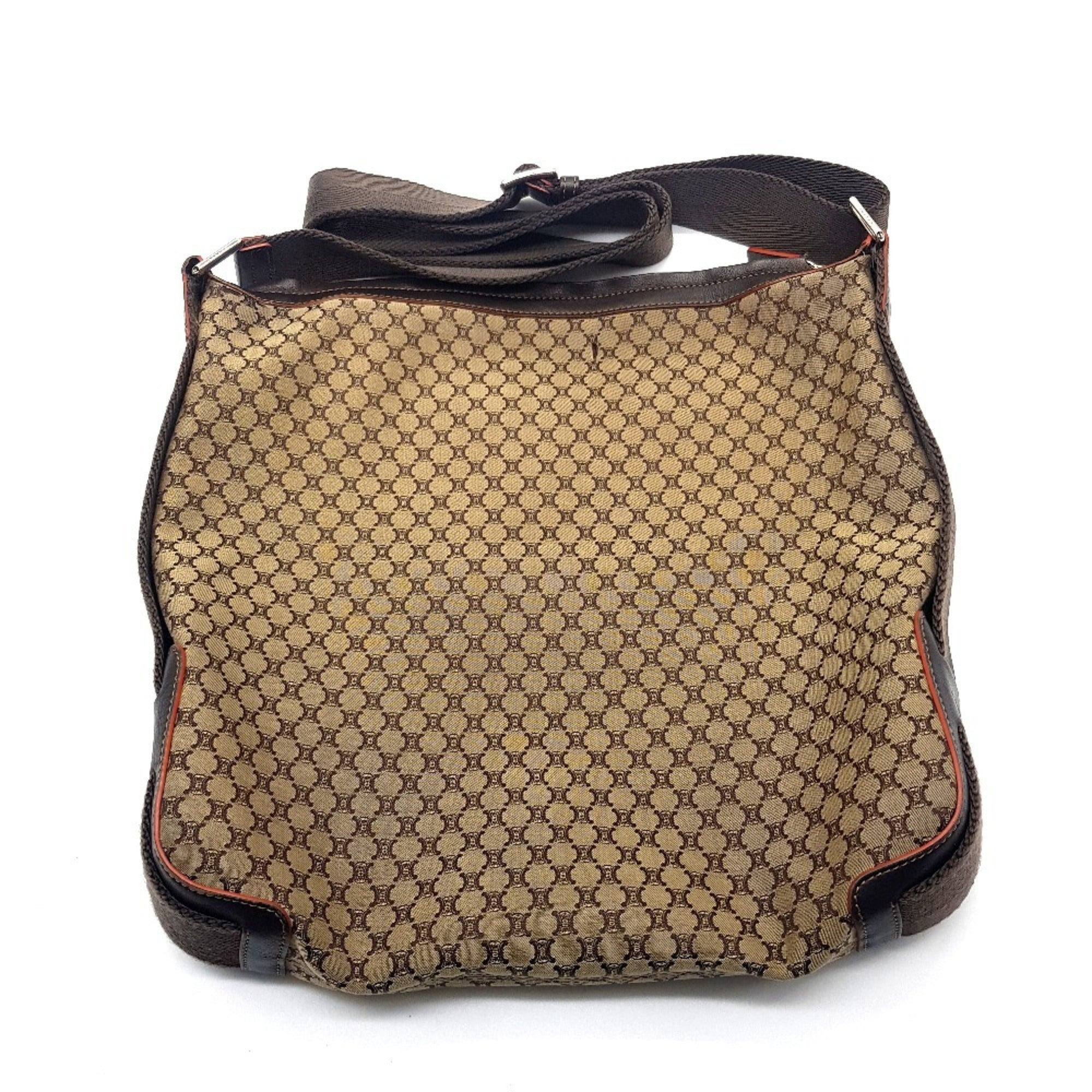 Celine Macadam Brown Canvas Leather Shoulder Bag (Pre-Owned)