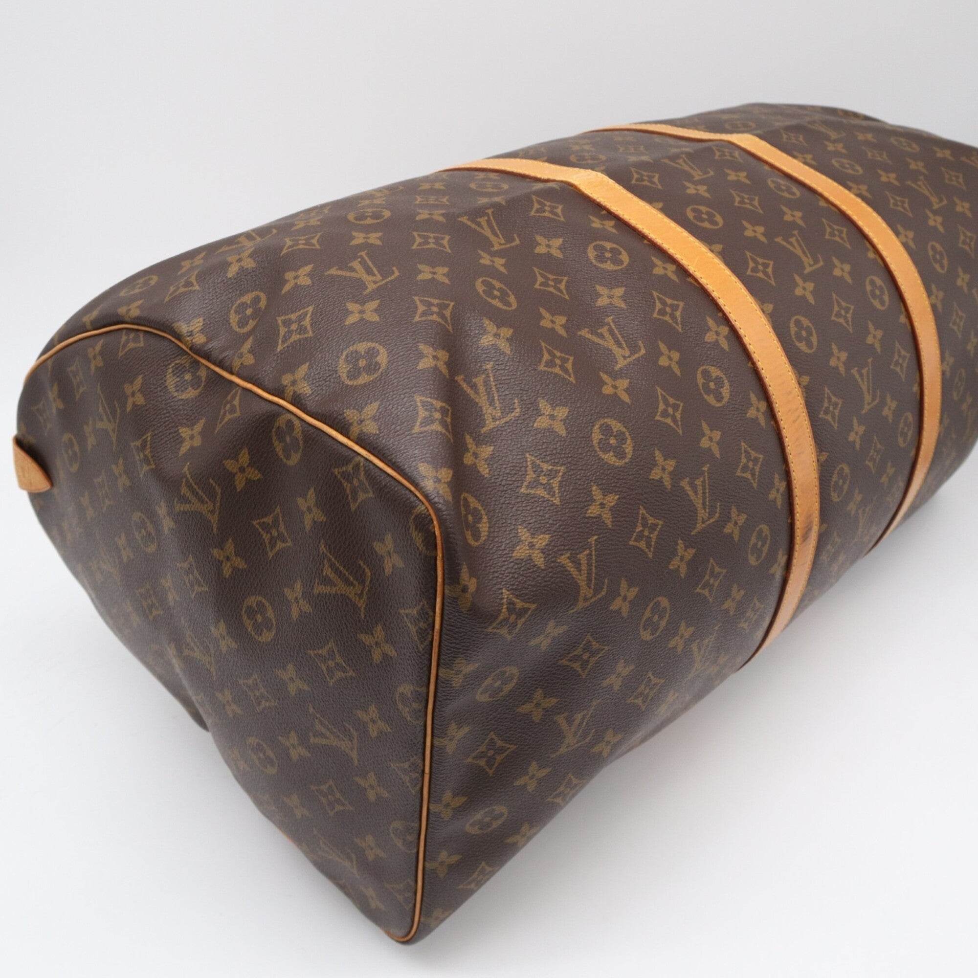 Louis Vuitton Monogram Beige Brown Coated Canvas Leather Boston Bag (Pre-Owned)