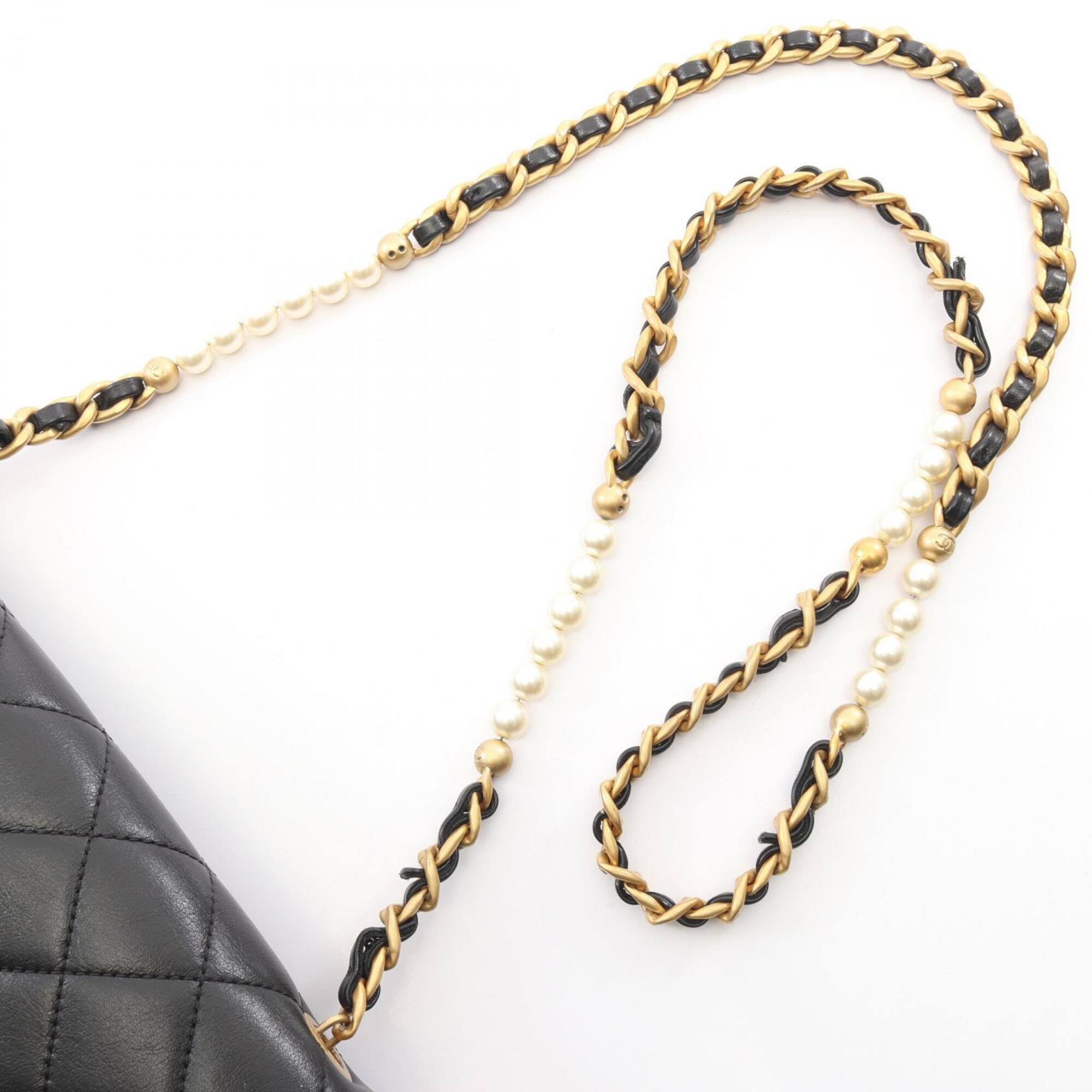 Chanel Black Leather Handbag Shoulder Bag (Pre-Owned)