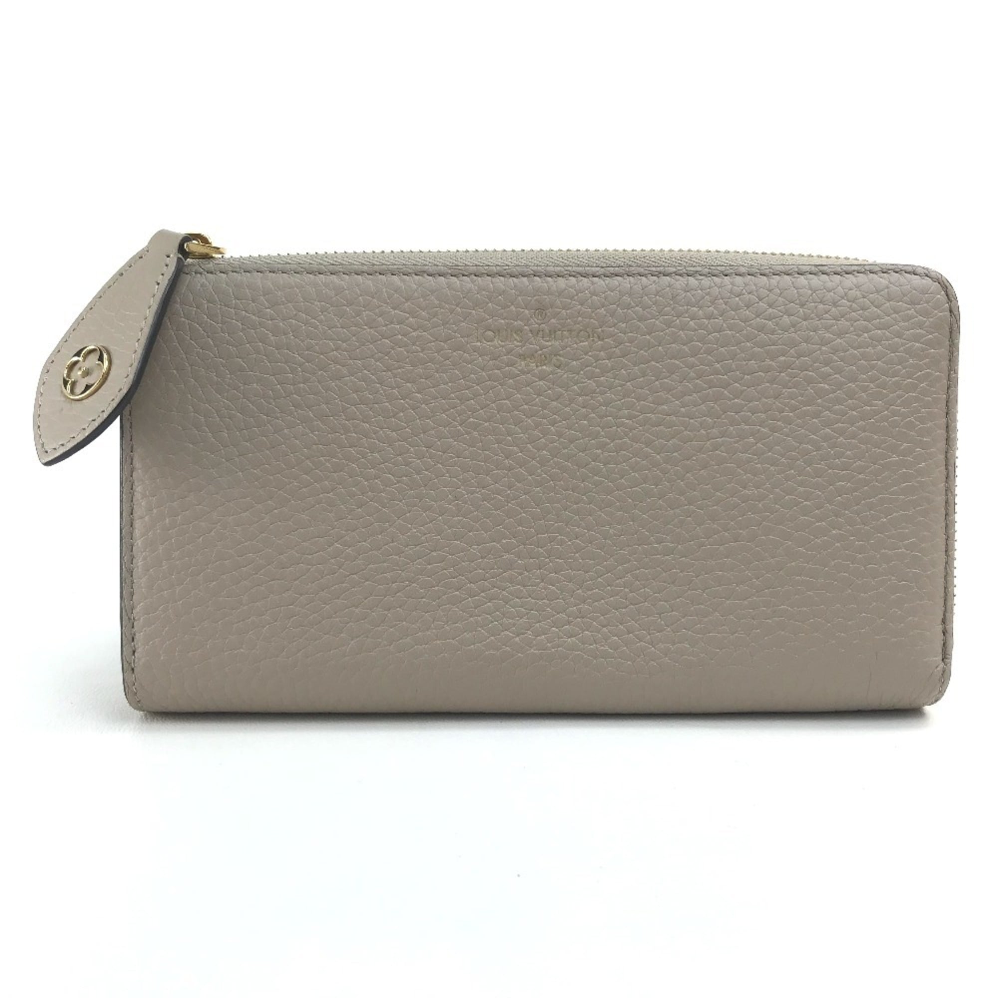 Louis Vuitton Monogram Beige Leather Long Wallet (Bi-Fold) (Pre-Owned)