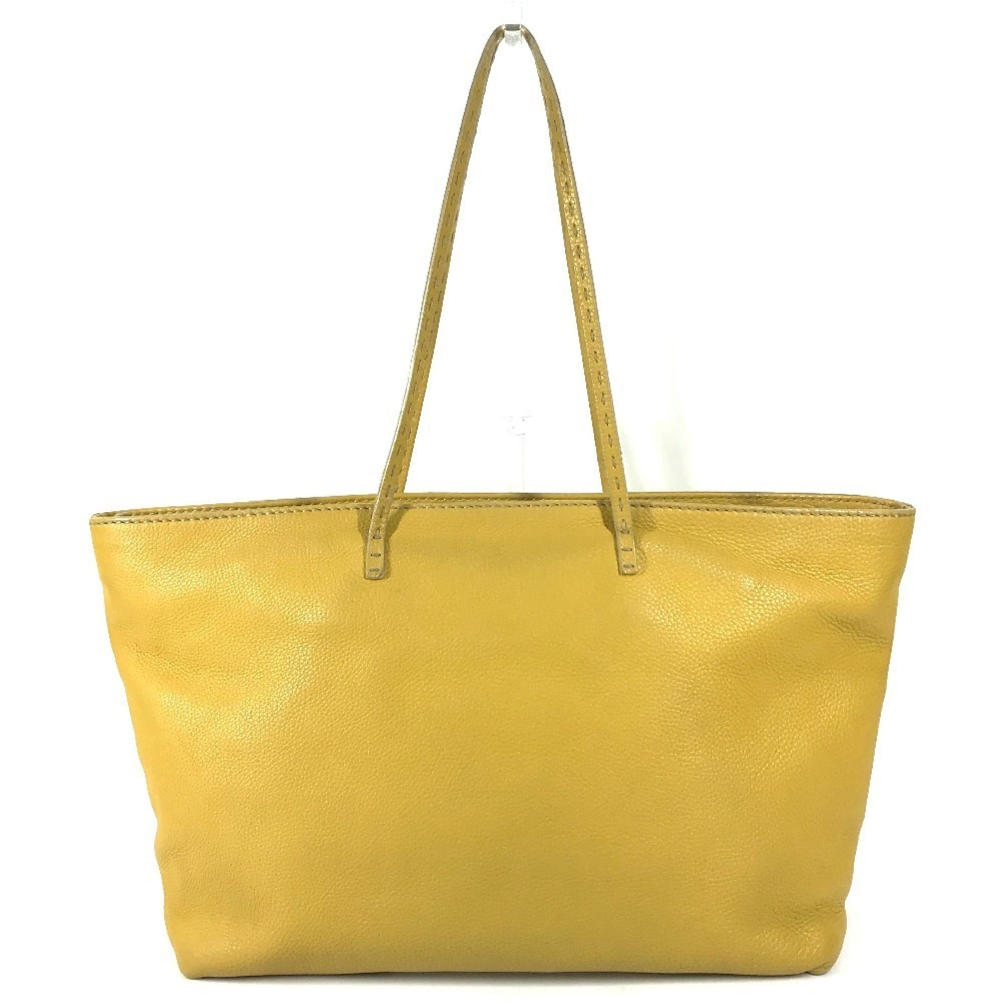 Fendi Yellow Leather Shoulder Bag Tote Bag (Pre-Owned)