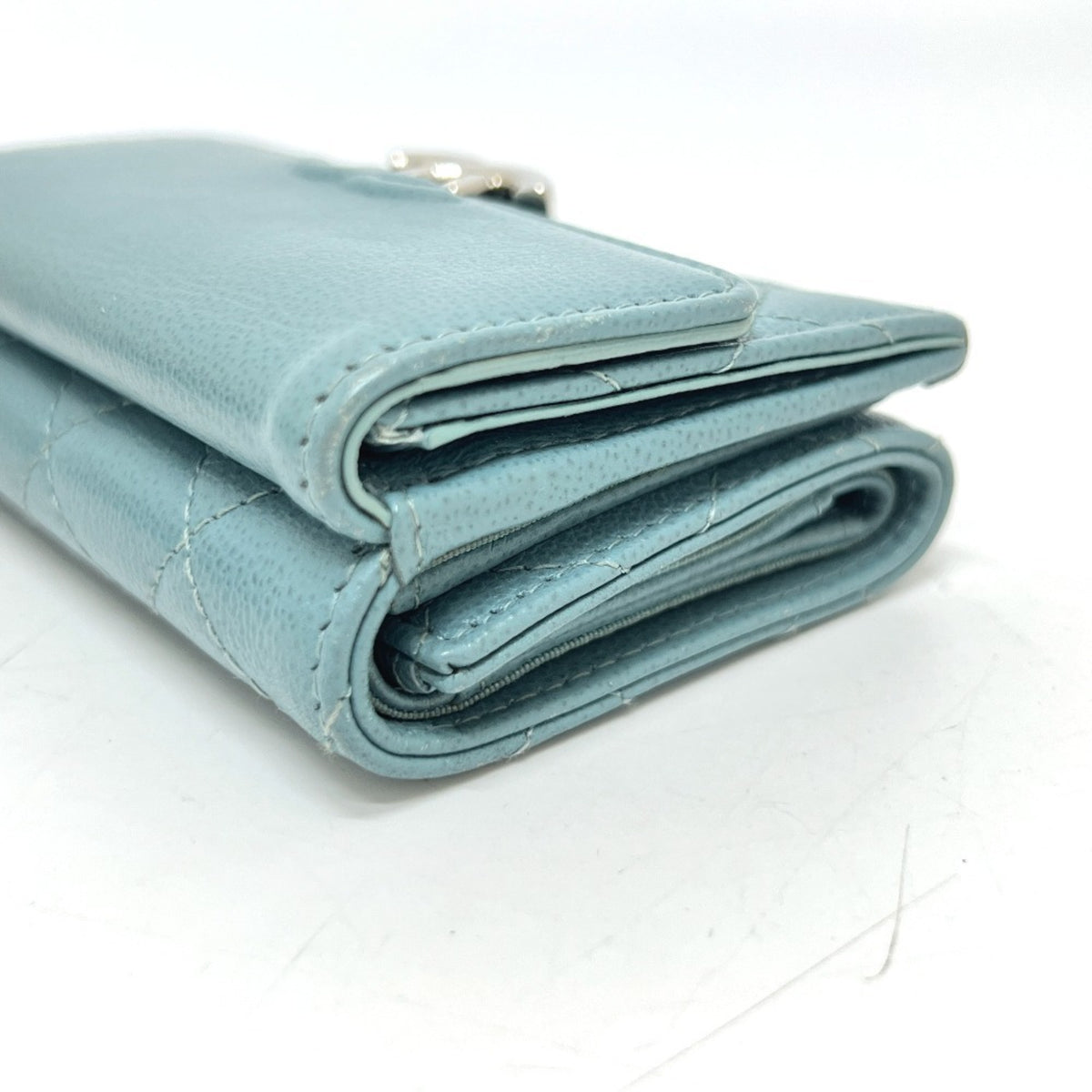 Chanel Light Blue Leather Wallet (Tri-Fold) (Pre-Owned)