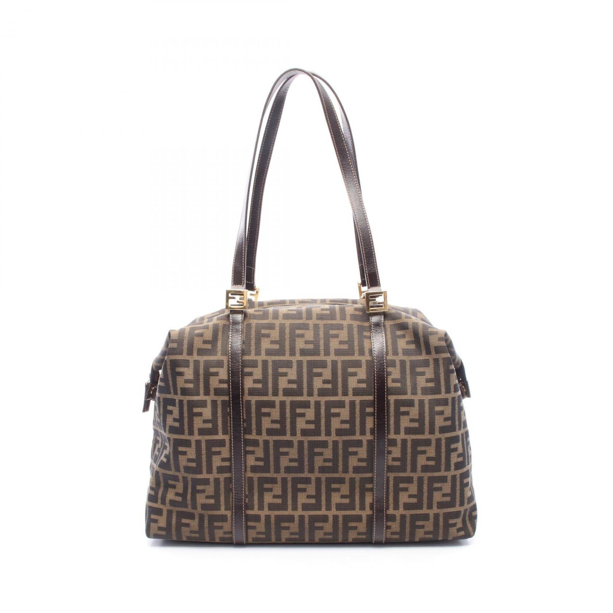Fendi Brown Canvas Leather Handbag Shoulder Bag (Pre-Owned)