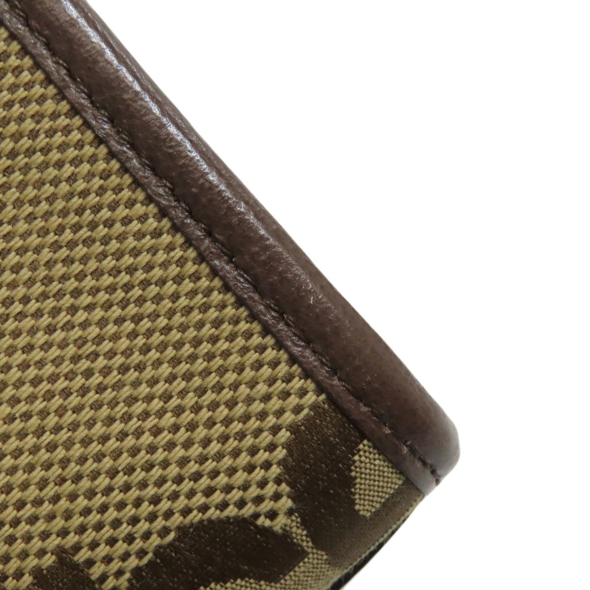 Gucci Brown Canvas Leather Handbag Tote Bag (Pre-Owned)