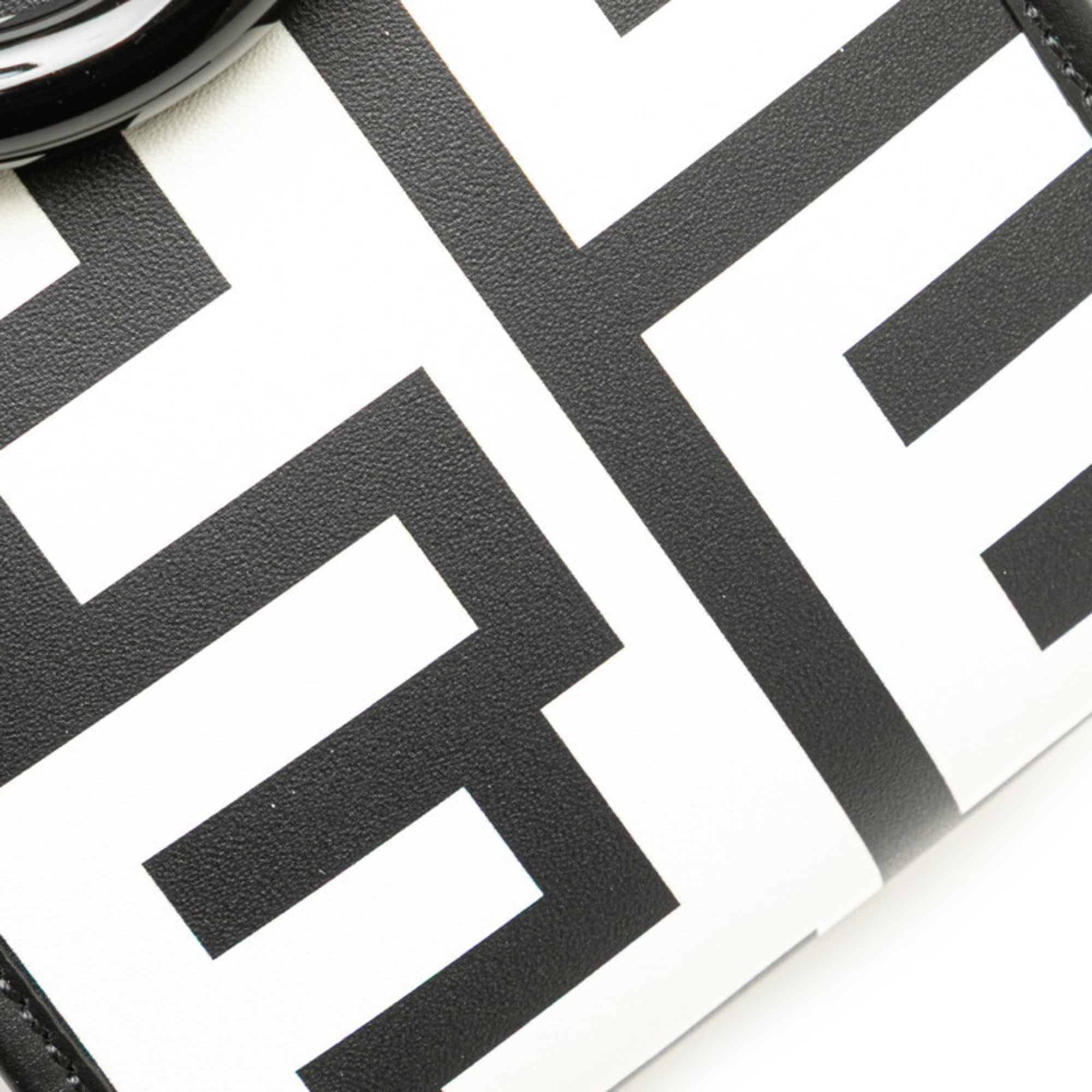 Fendi Black White Leather Handbag Shoulder Bag (Pre-Owned)