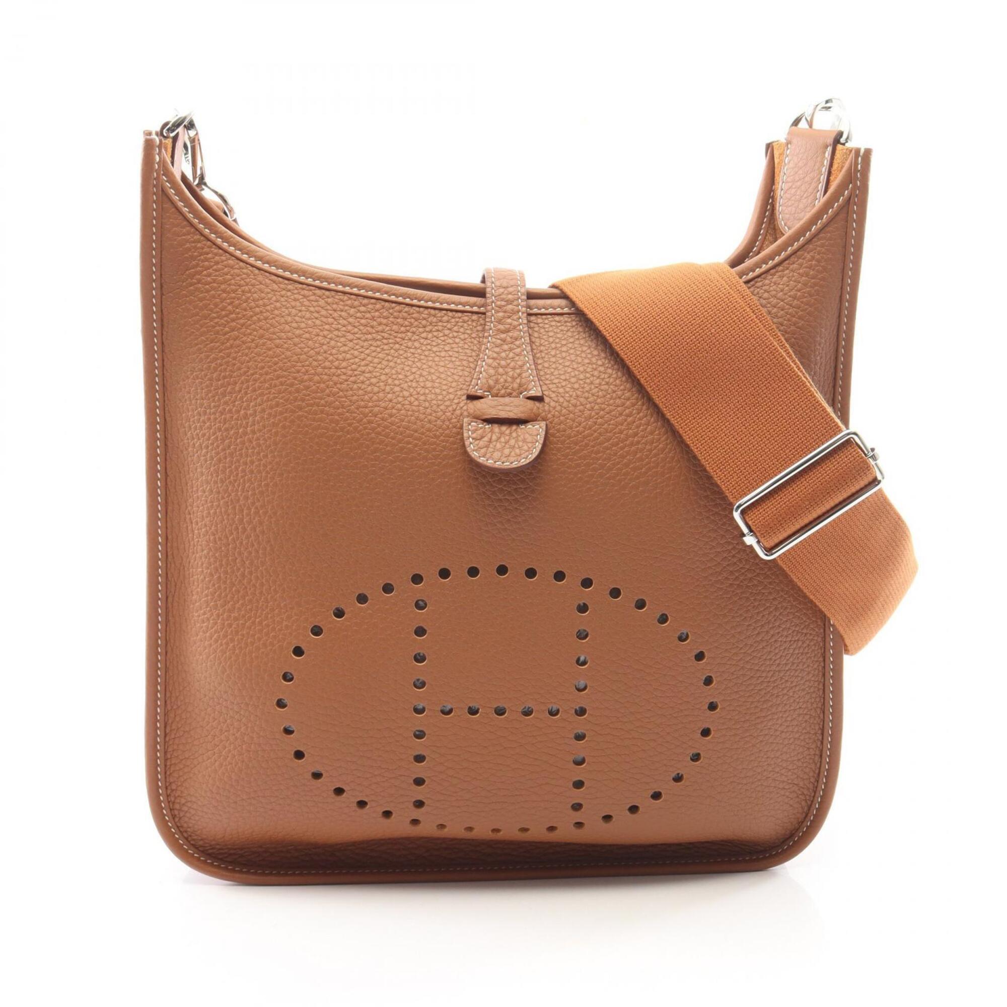 Hermes Brown Taurillon Clemence Leather Handbag Shoulder Bag (Pre-Owned)