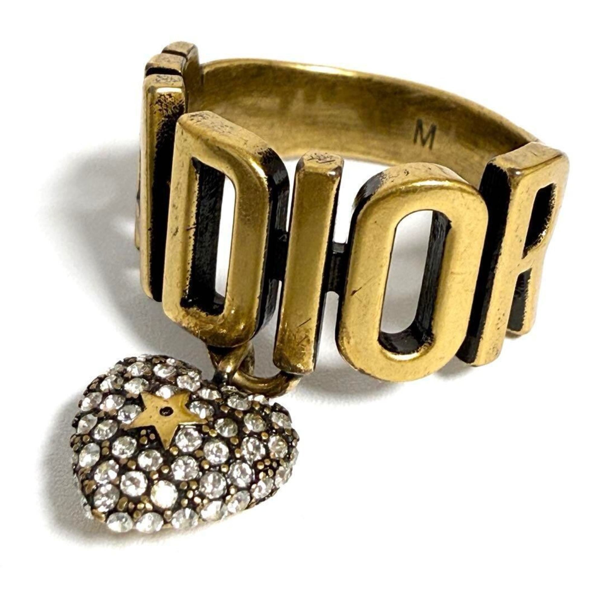 Christian Dior Metal Rhinestone Band Ring (Pre-Owned)