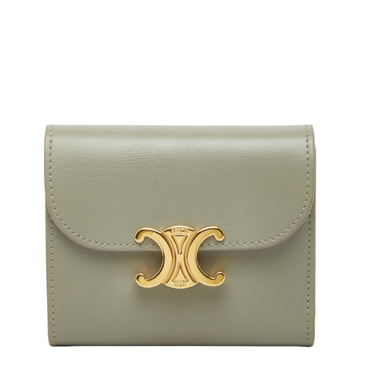 Celine Green Khaki Leather Wallet (Tri-Fold) (Pre-Owned)