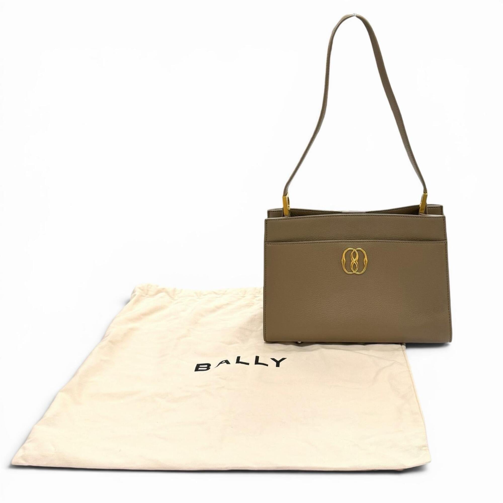 Bally Grayish Leather Handbag Shoulder Bag (Pre-Owned)