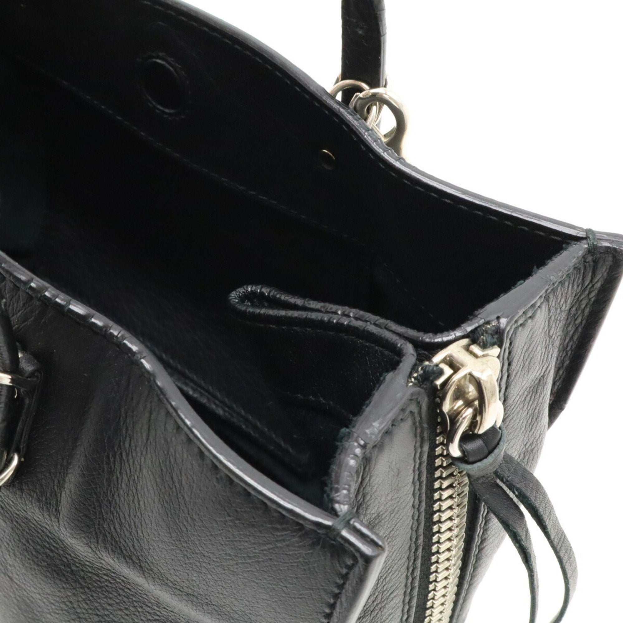 Balenciaga Black Leather Handbag Shoulder Bag Tote Bag (Pre-Owned)
