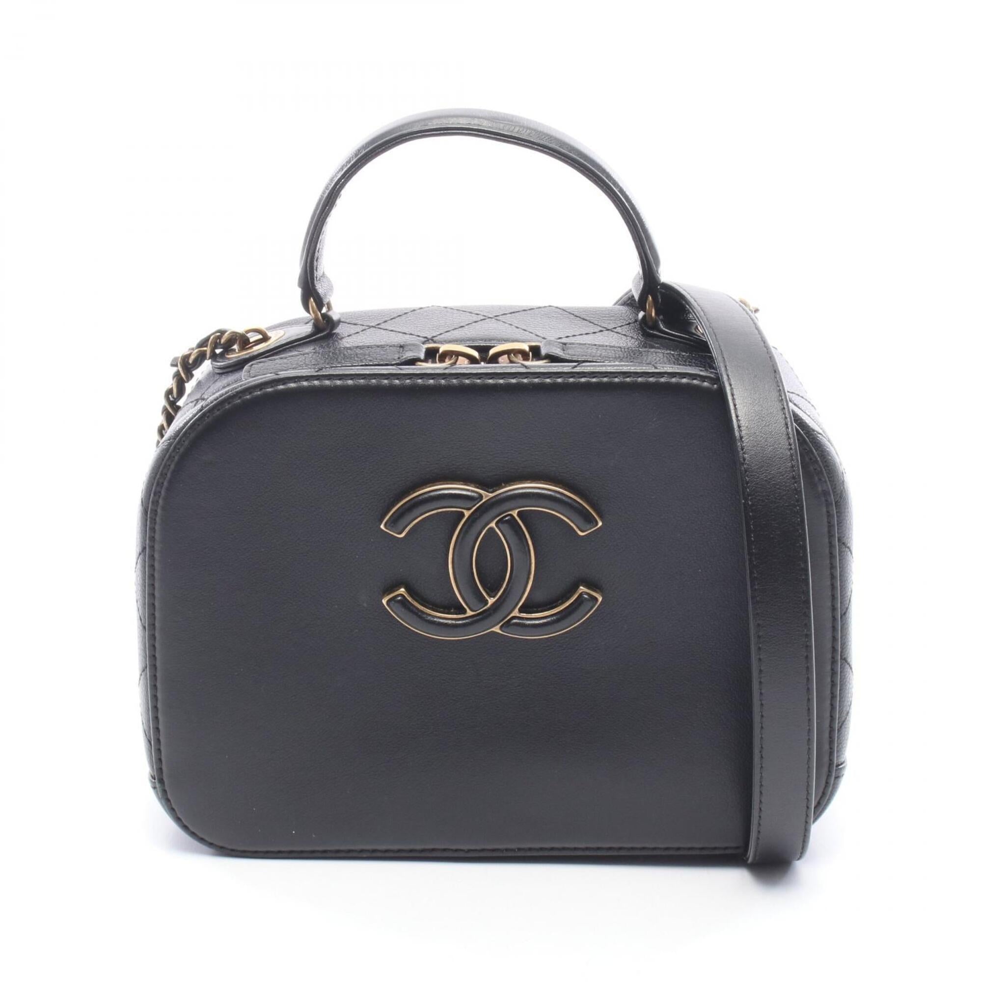 Chanel Black Leather Handbag Shoulder Bag (Pre-Owned)