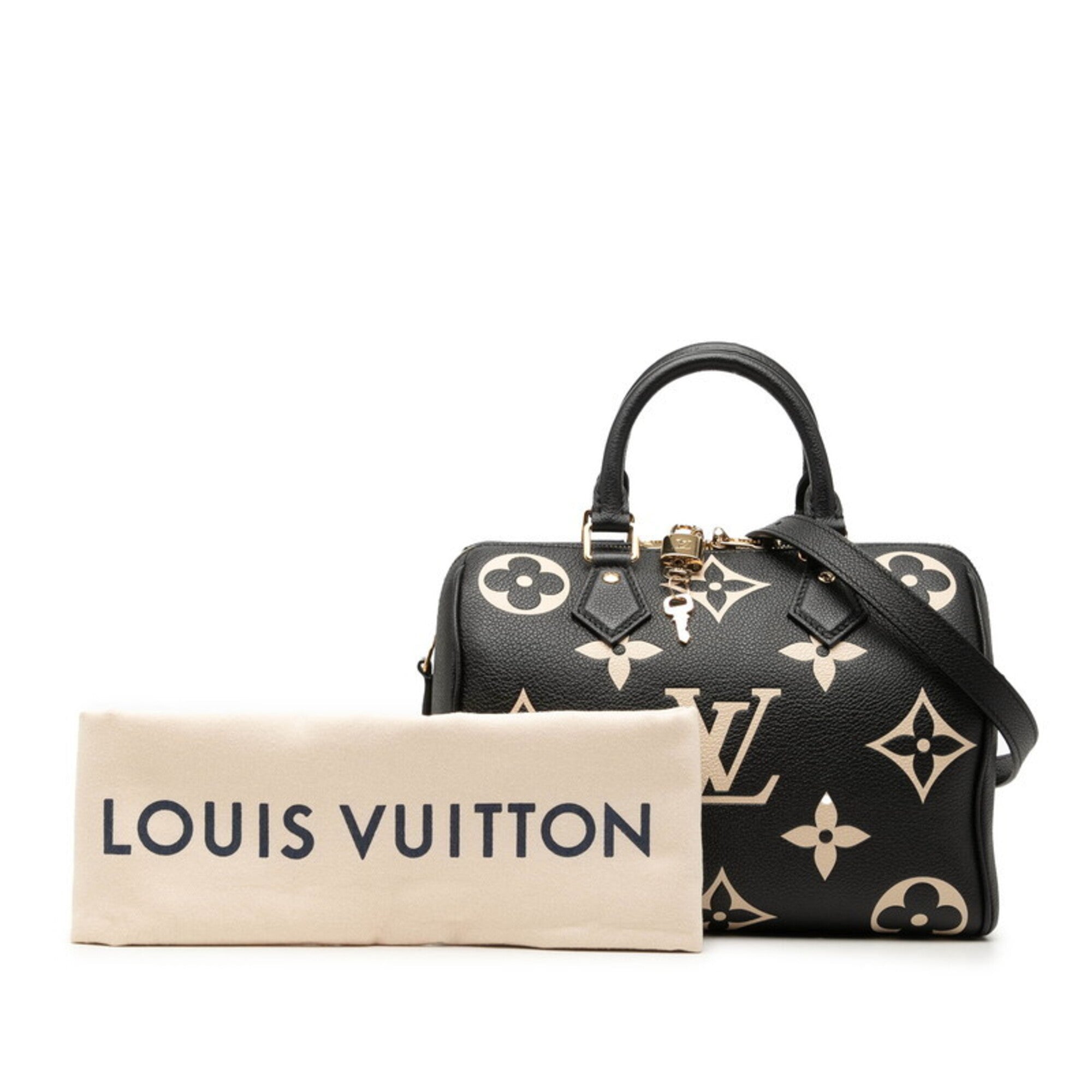 Louis Vuitton Beige Black Leather Handbag Shoulder Bag (Pre-Owned)